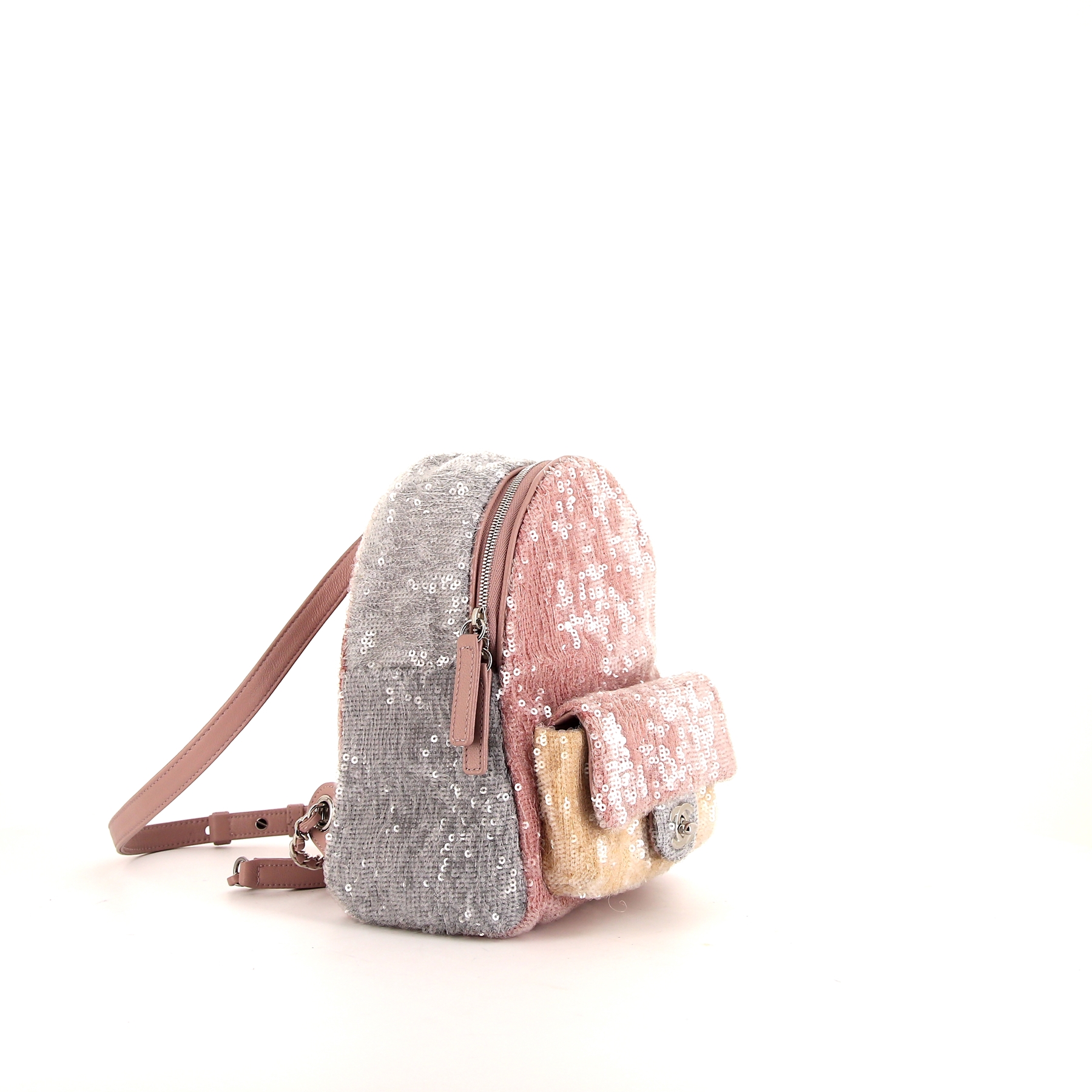 Chanel Sac à dos backpack in pink, grey and yellow paillette