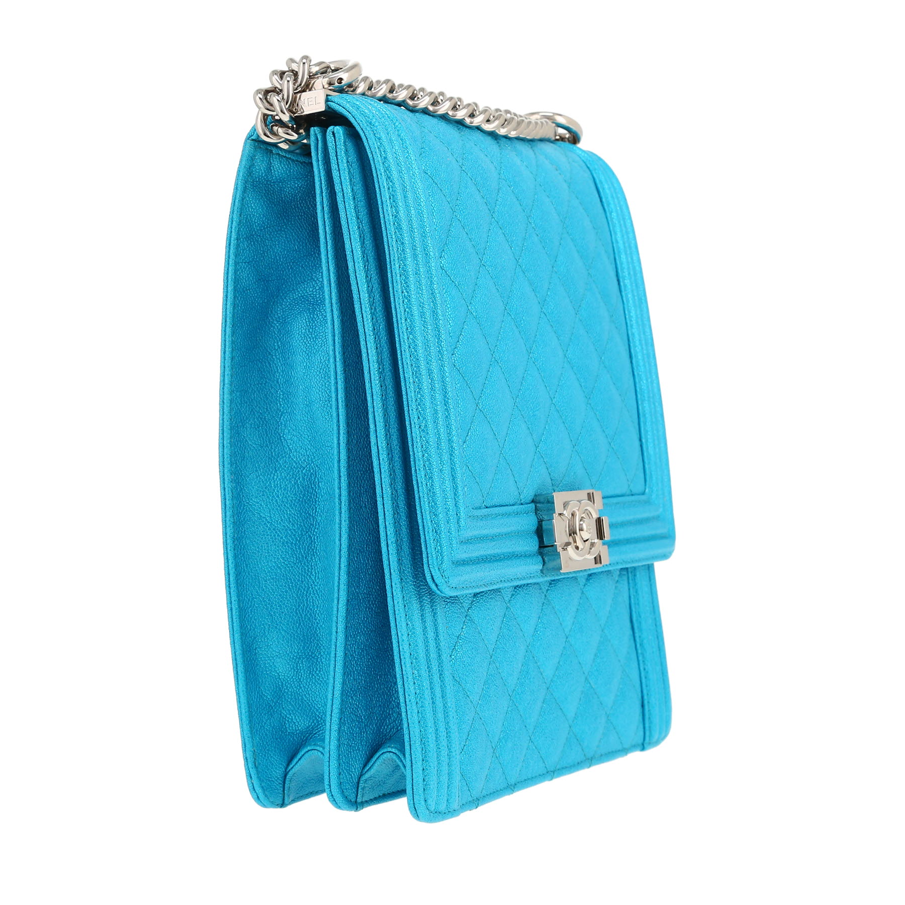 Borsa a tracolla Chanel Boy in pelle trapuntata blu