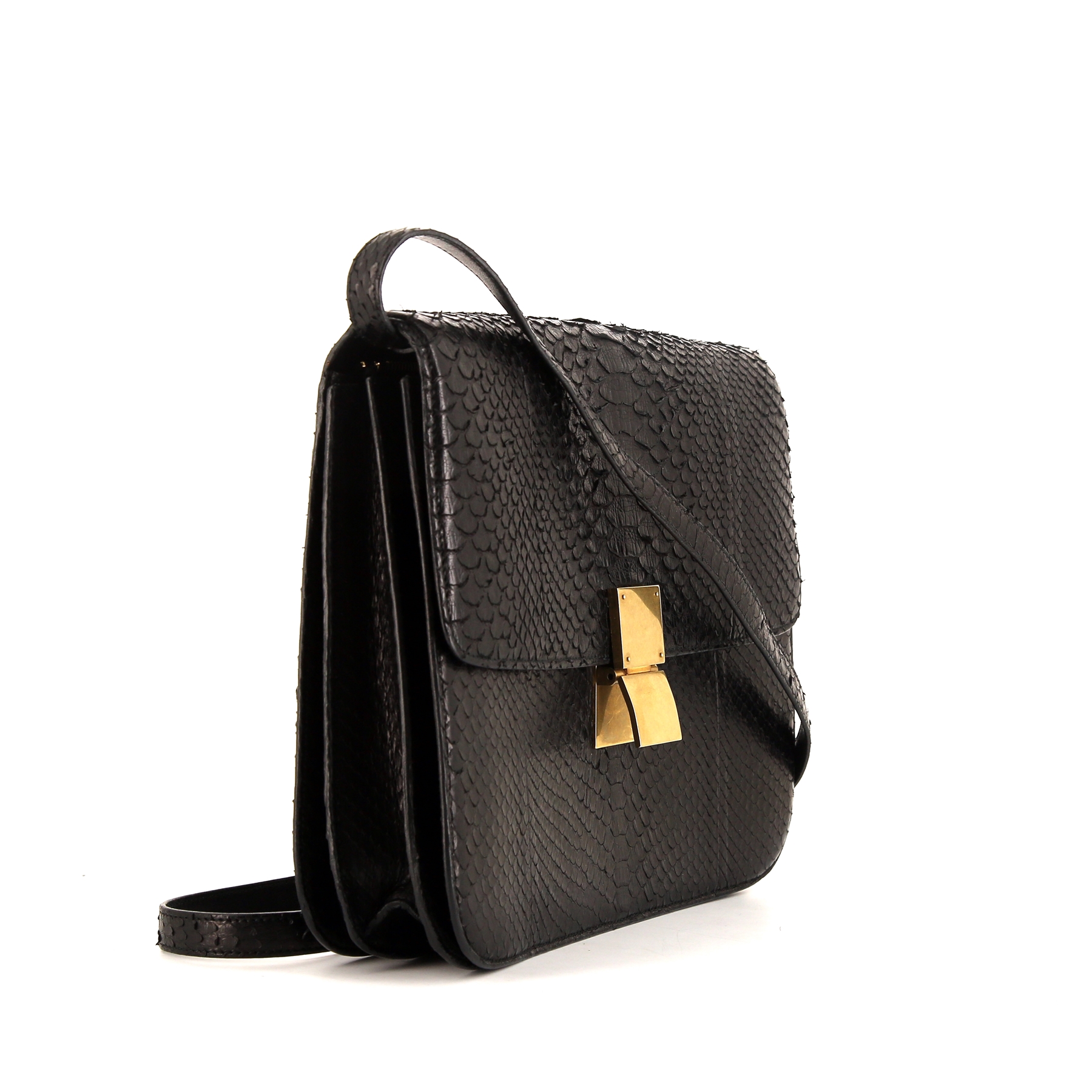 Celine Classic Box bag in black python