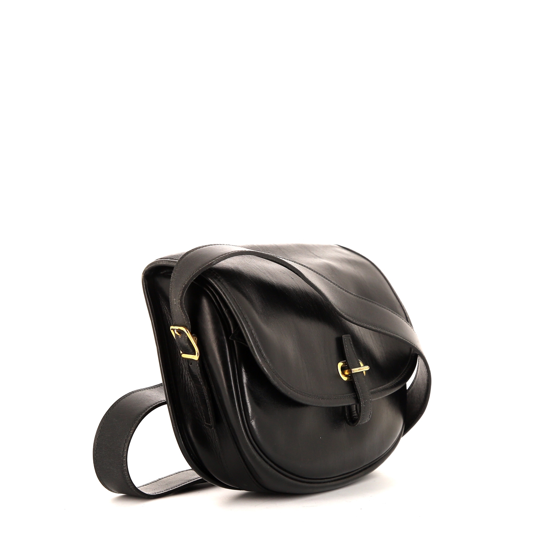 Borsa a tracolla Hermes Balle De Golf in pelle box nera