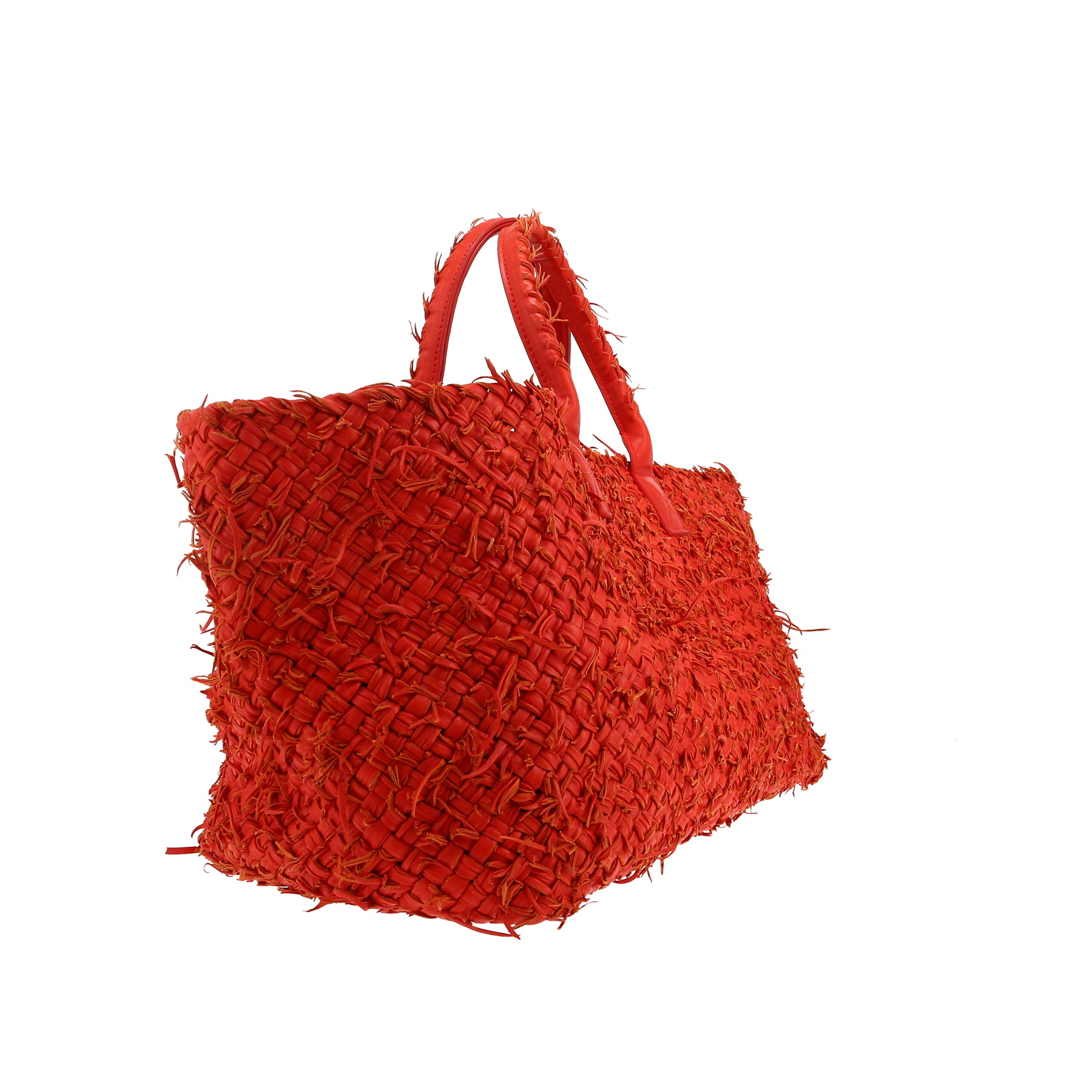 Sac cabas Bottega Veneta  Cabat en cuir tressé rouge