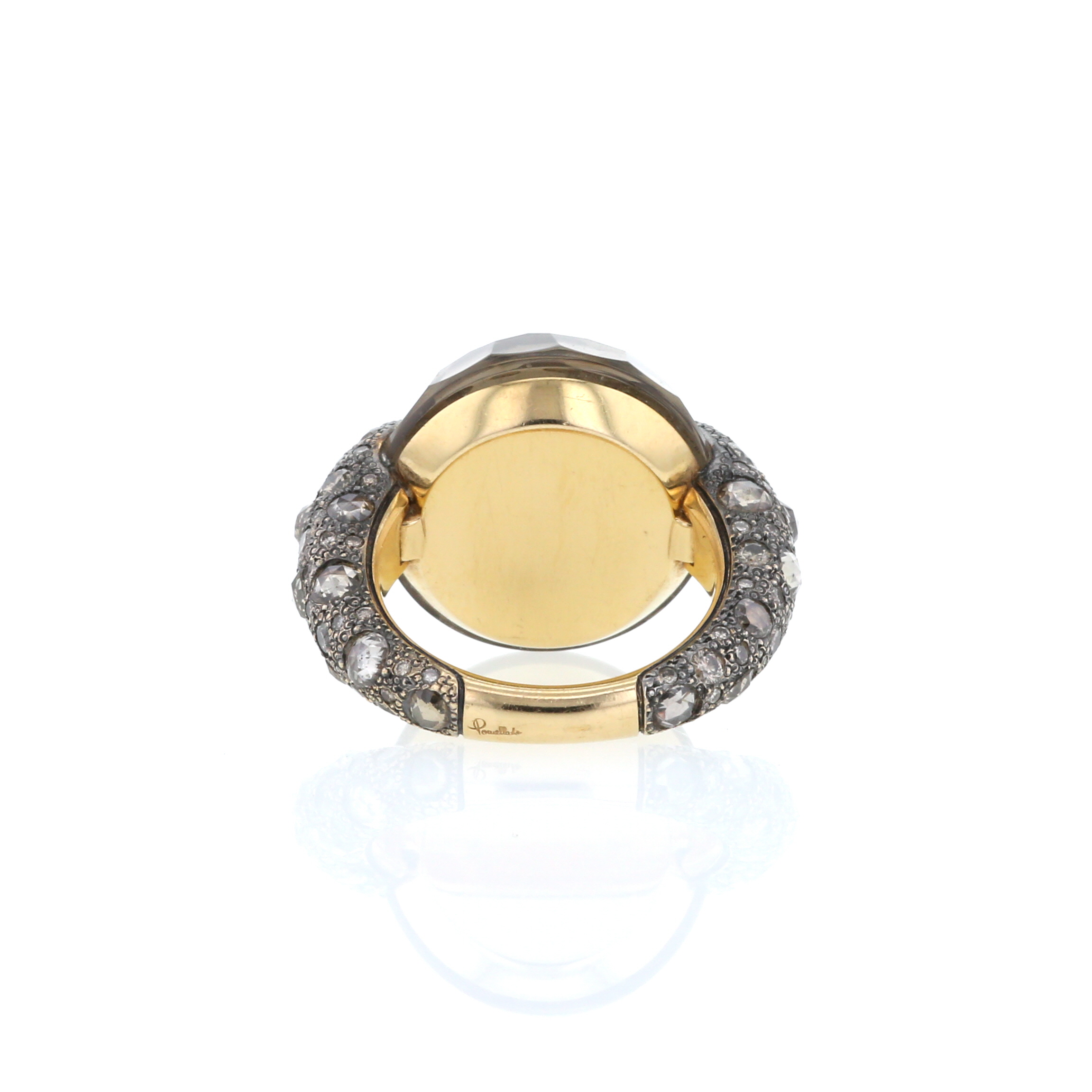 Tango Large Model Ring In Pink Gold, Diamonds And Smoked