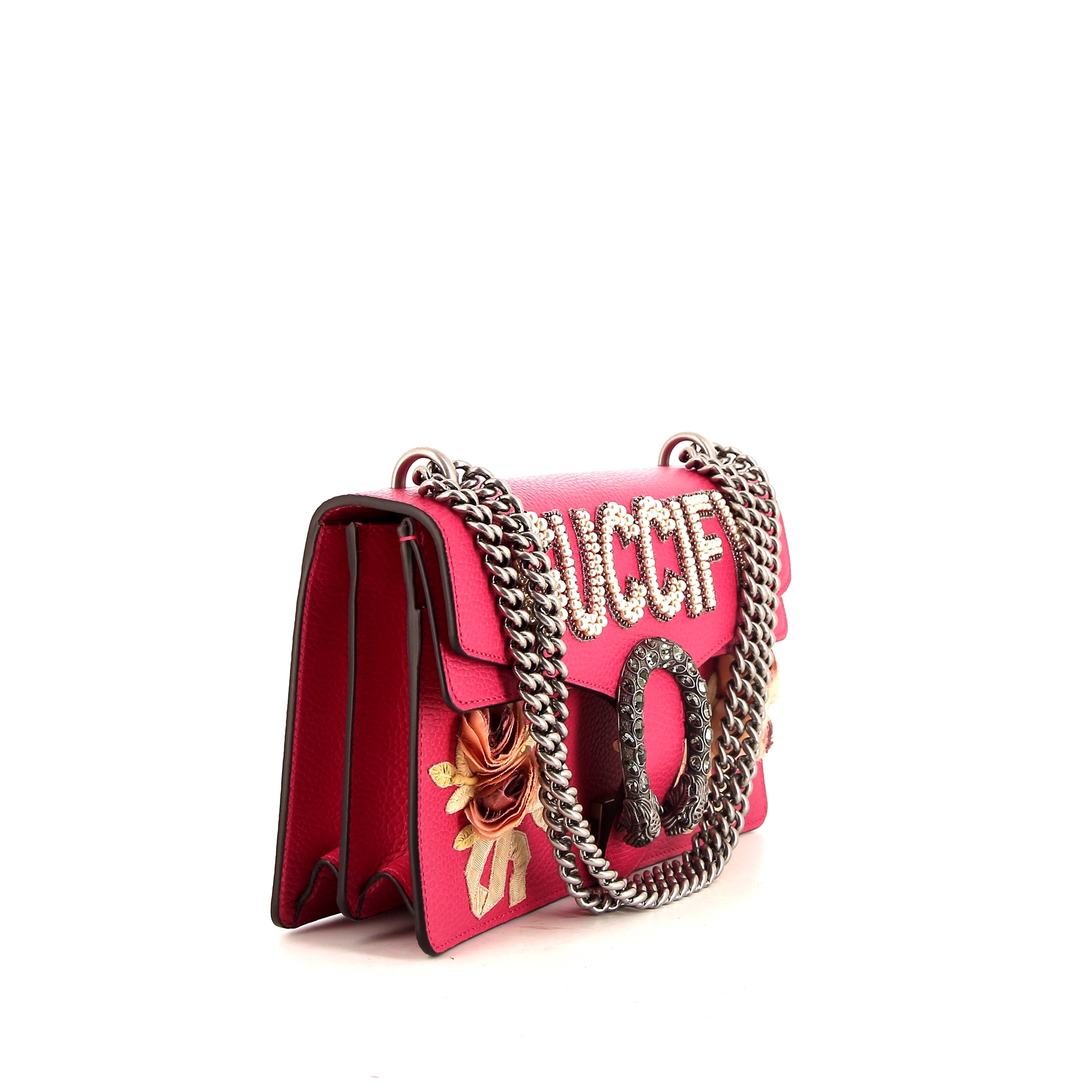Borsa Gucci Dionysus in pelle rosa con decoro floreale