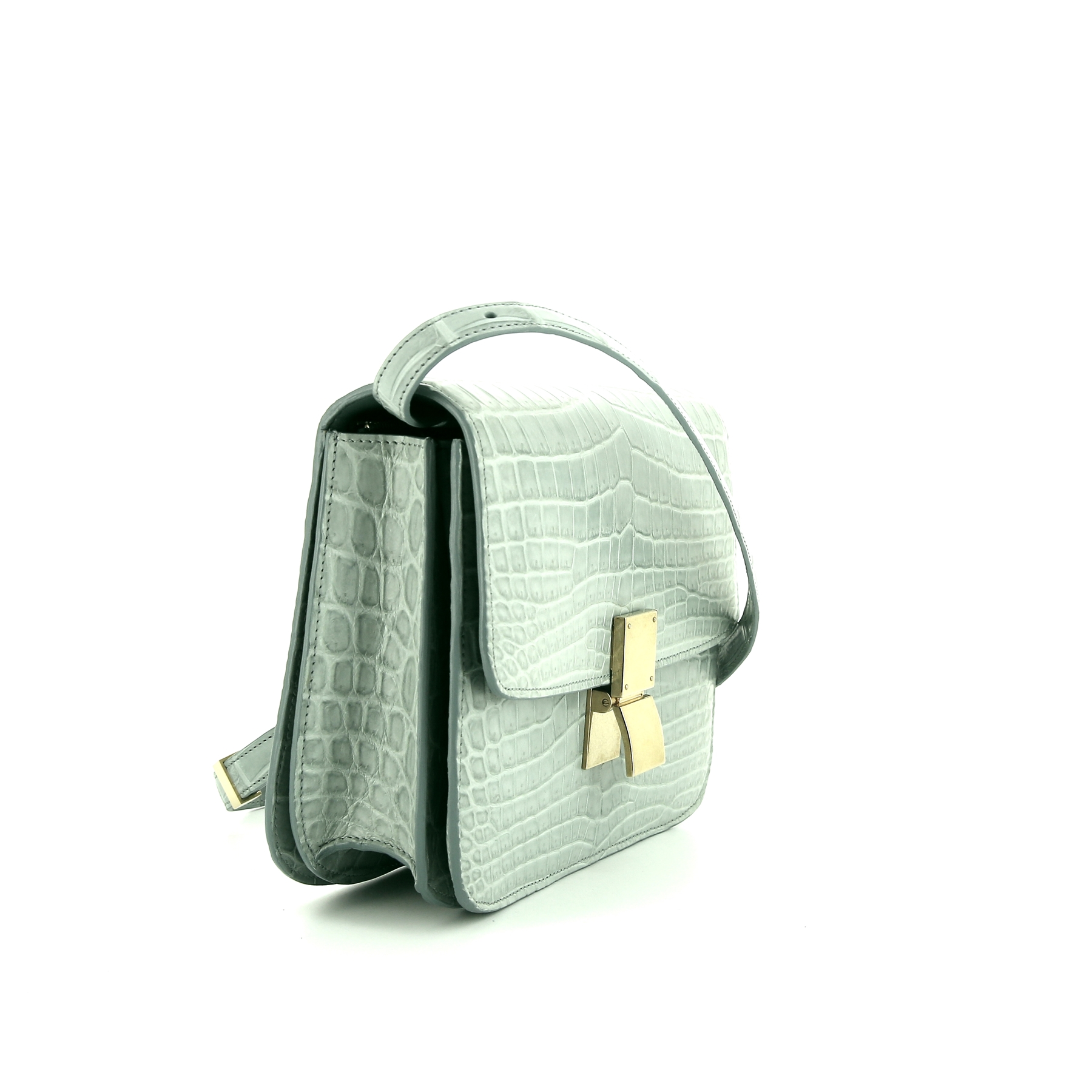 Borsa a tracolla Céline Classic Box in coccodrillo blu Lagon
