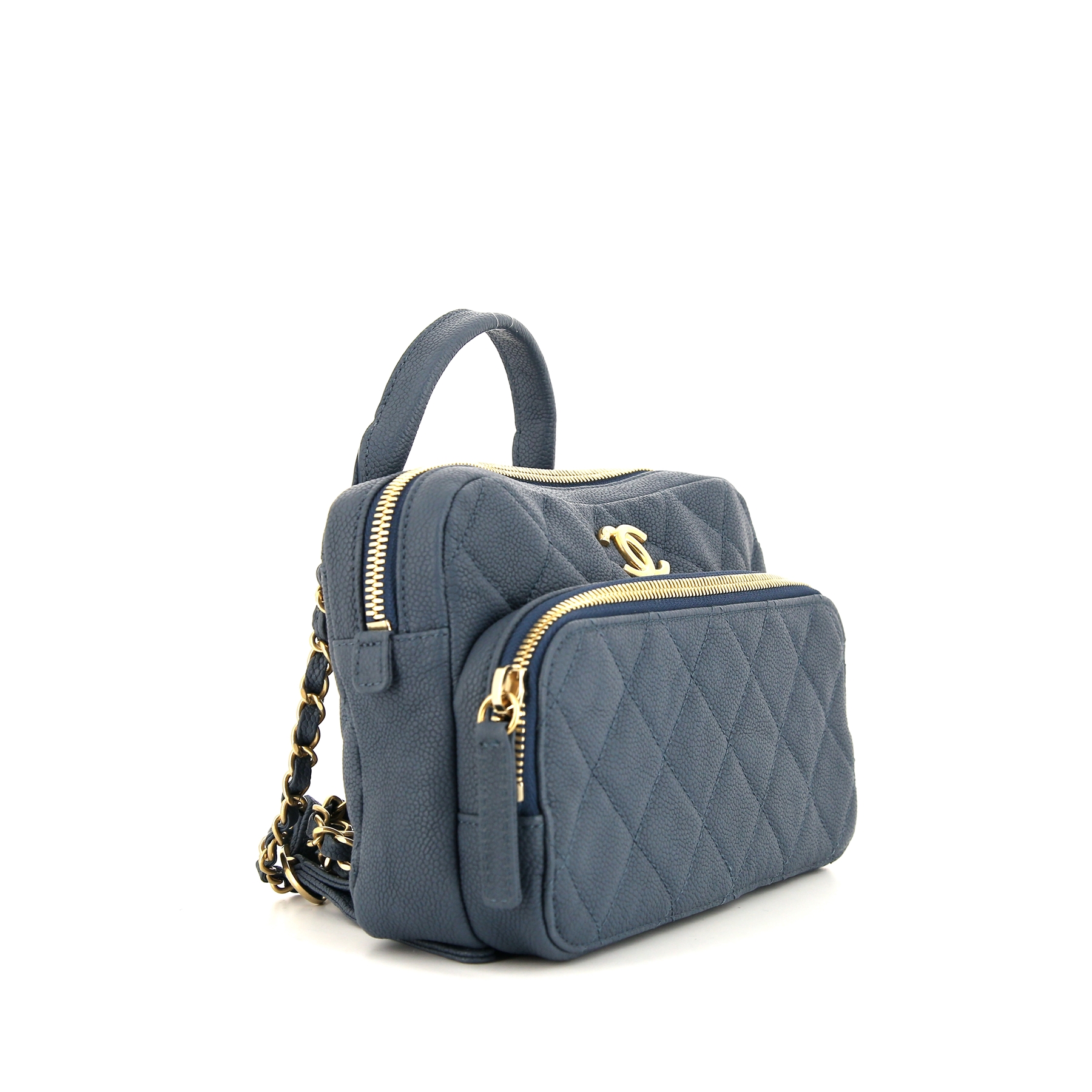 Zaino Chanel in pelle martellata blu