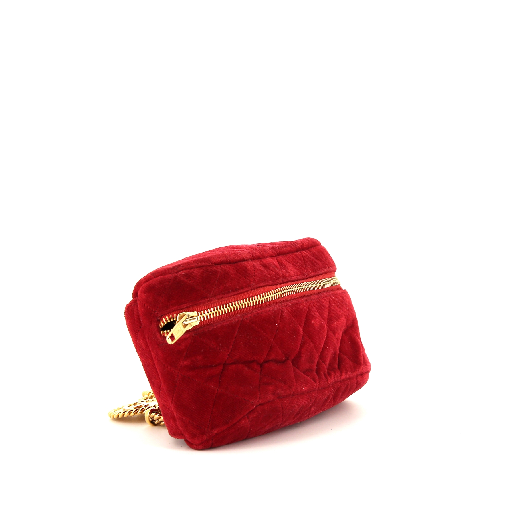 Pochette-ceinture Chanel  Vintage en velours matelassé rouge
