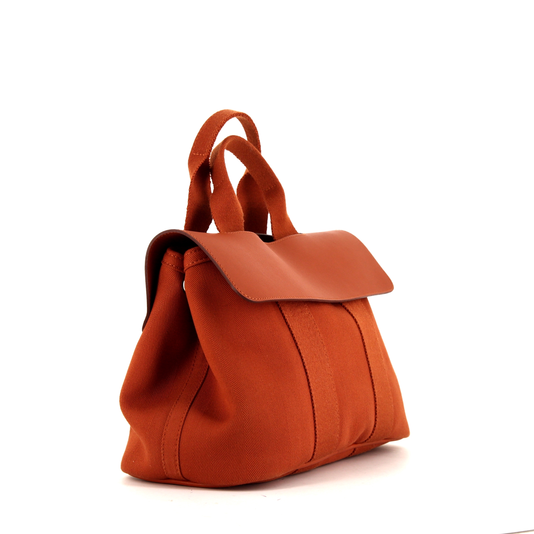 Bolso de mano Hermès Valparaiso en cuero naranja y lona naranja