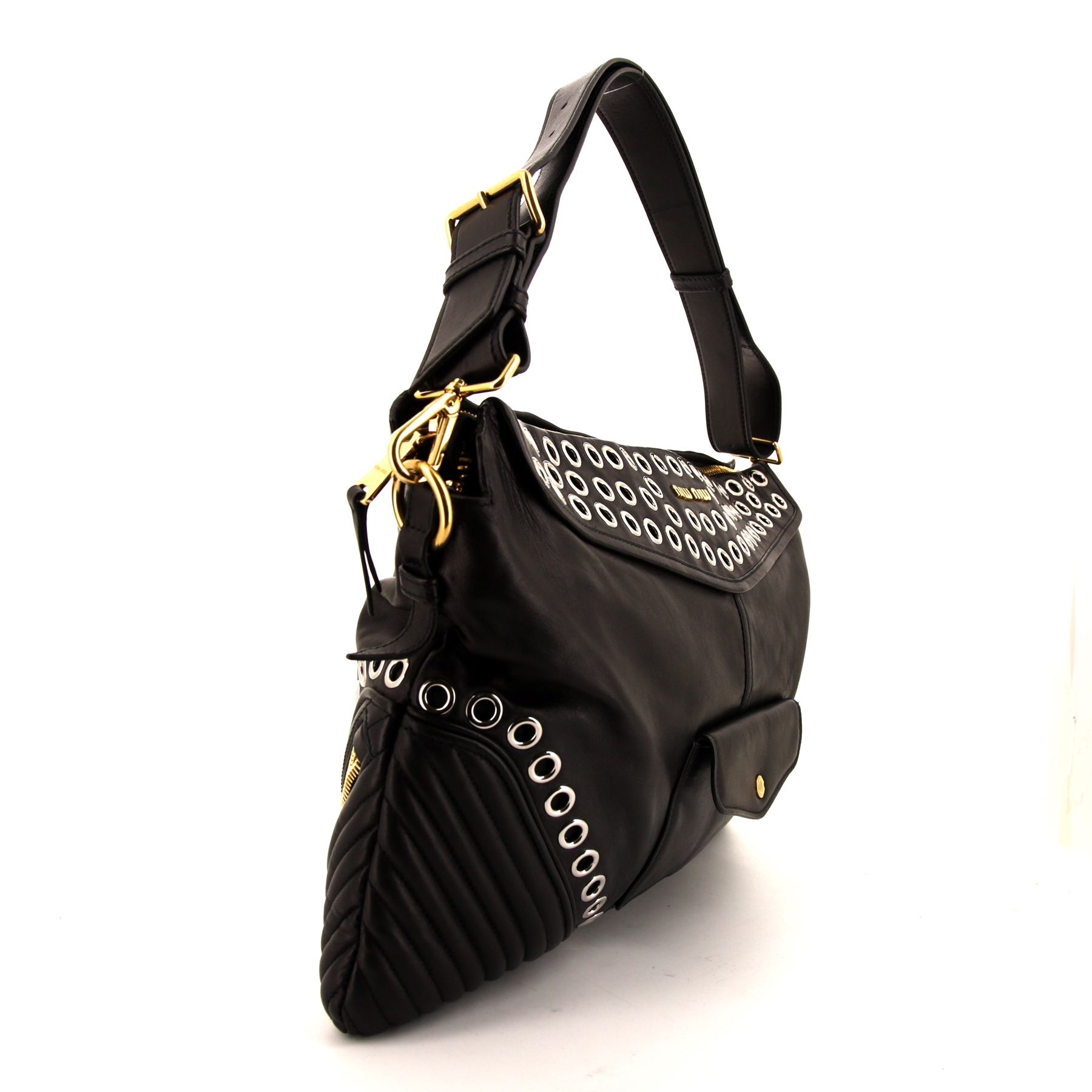 Miu Miu shoulder bag in black leather and black quilted leather