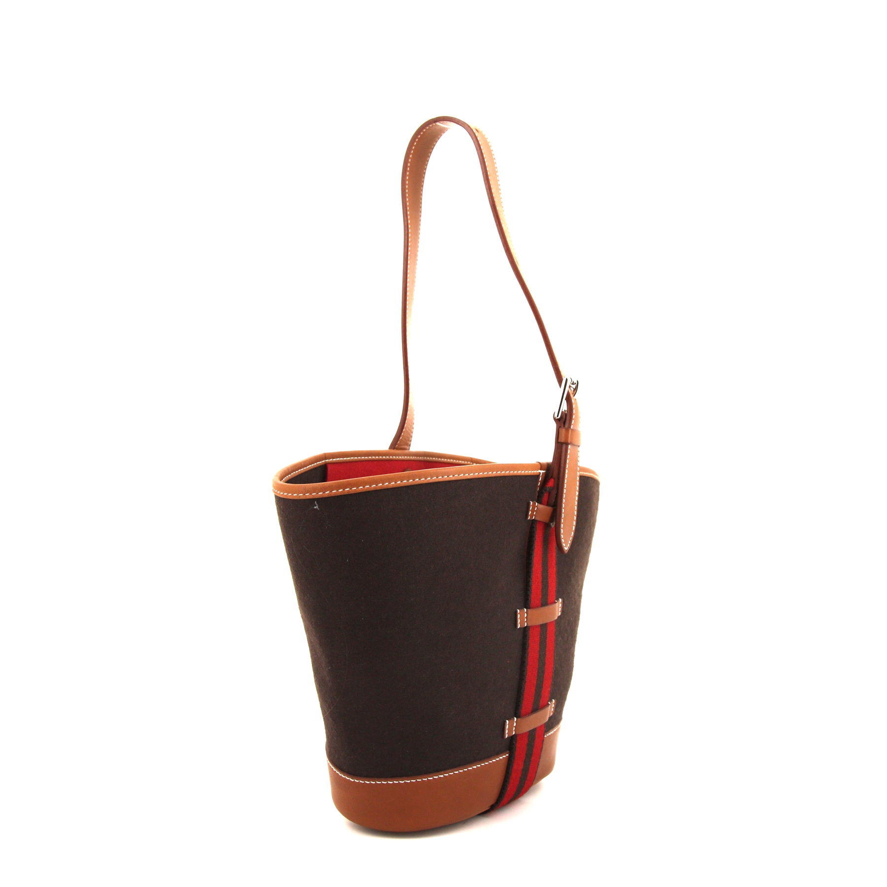 Hermès Sceau shopping bag in brown felt and fawn Barenia leather