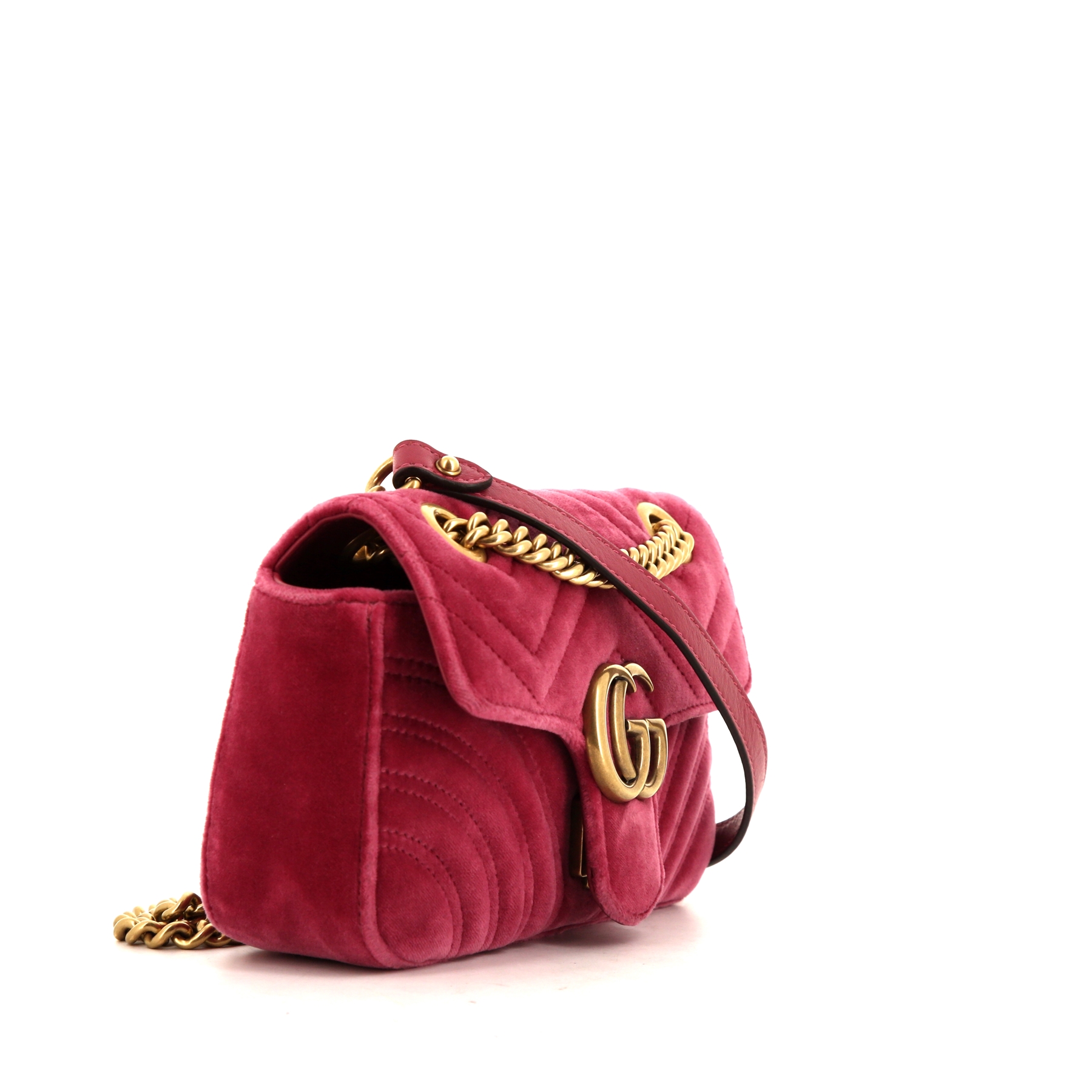 Gucci GG Marmont shoulder bag in pink quilted velvet