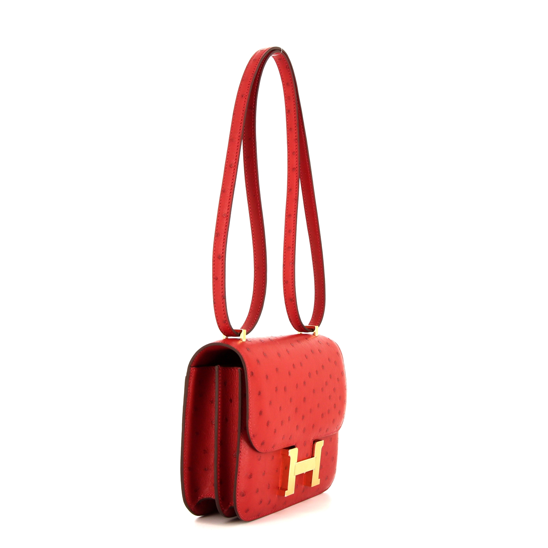 Hermes Constance mini shoulder bag in red Vif ostrich leather