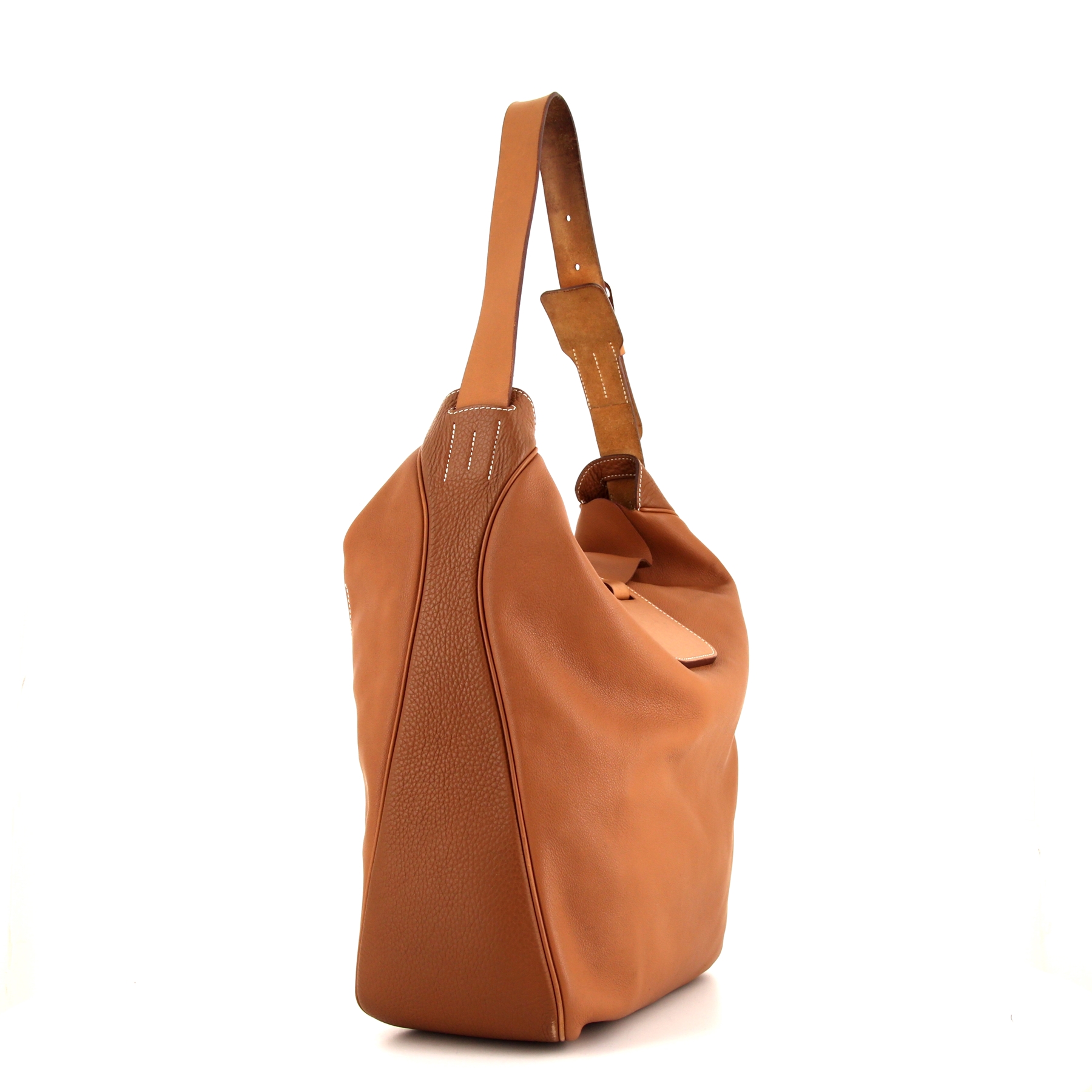 Hermès Virevolte shoulder bag in gold leather and natural leather