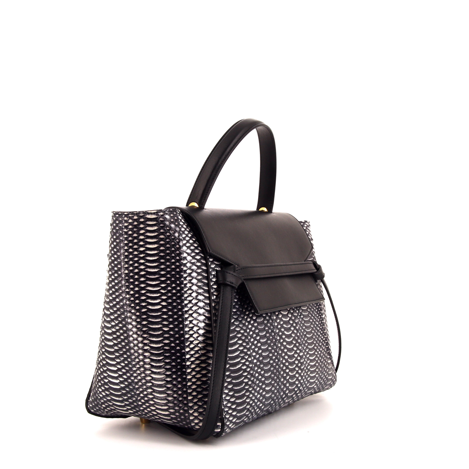 Borsa Celine  Belt mini  in pitone nero e argentato e pelle nera