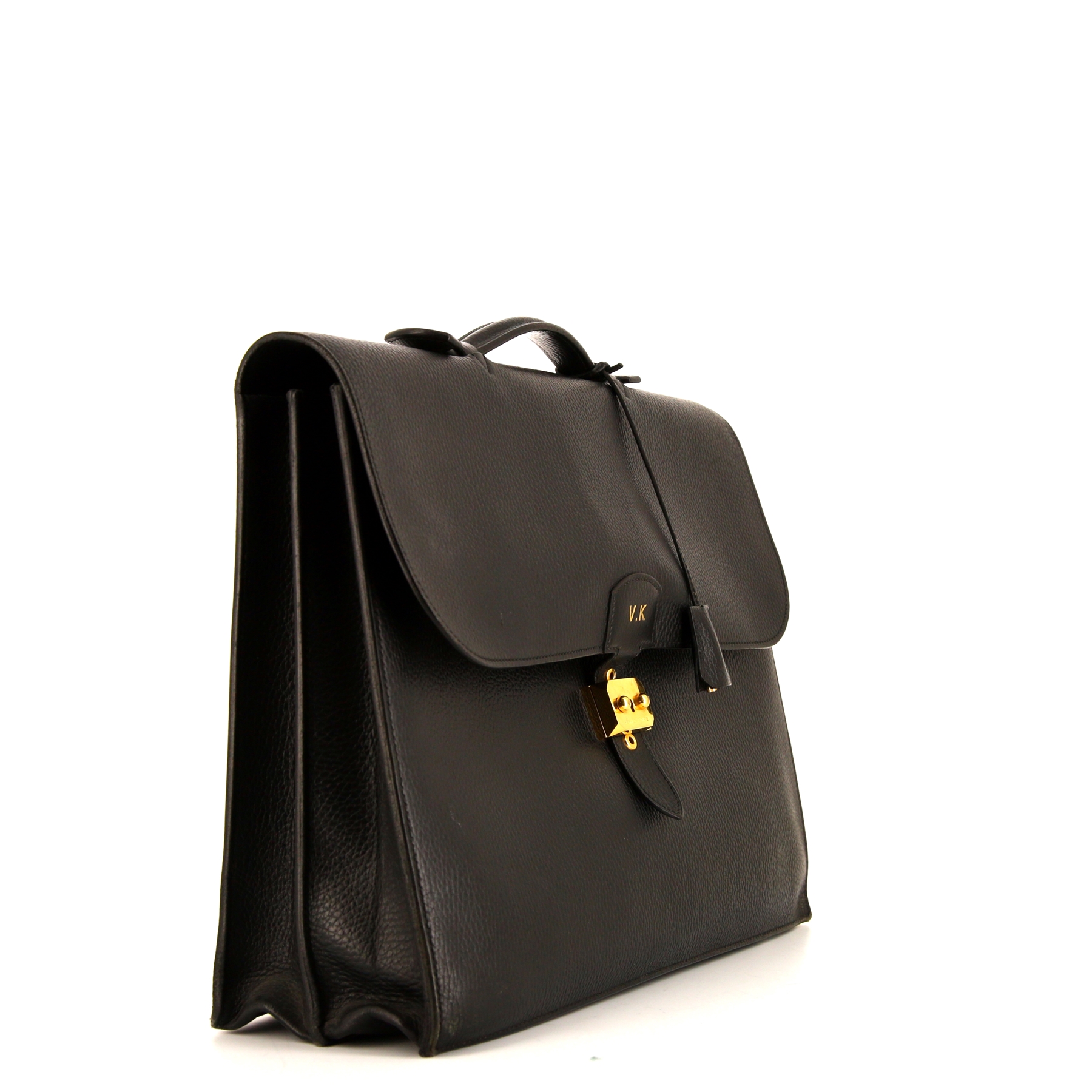 Hermès  Sac à dépêches briefcase  in black Fjord leather