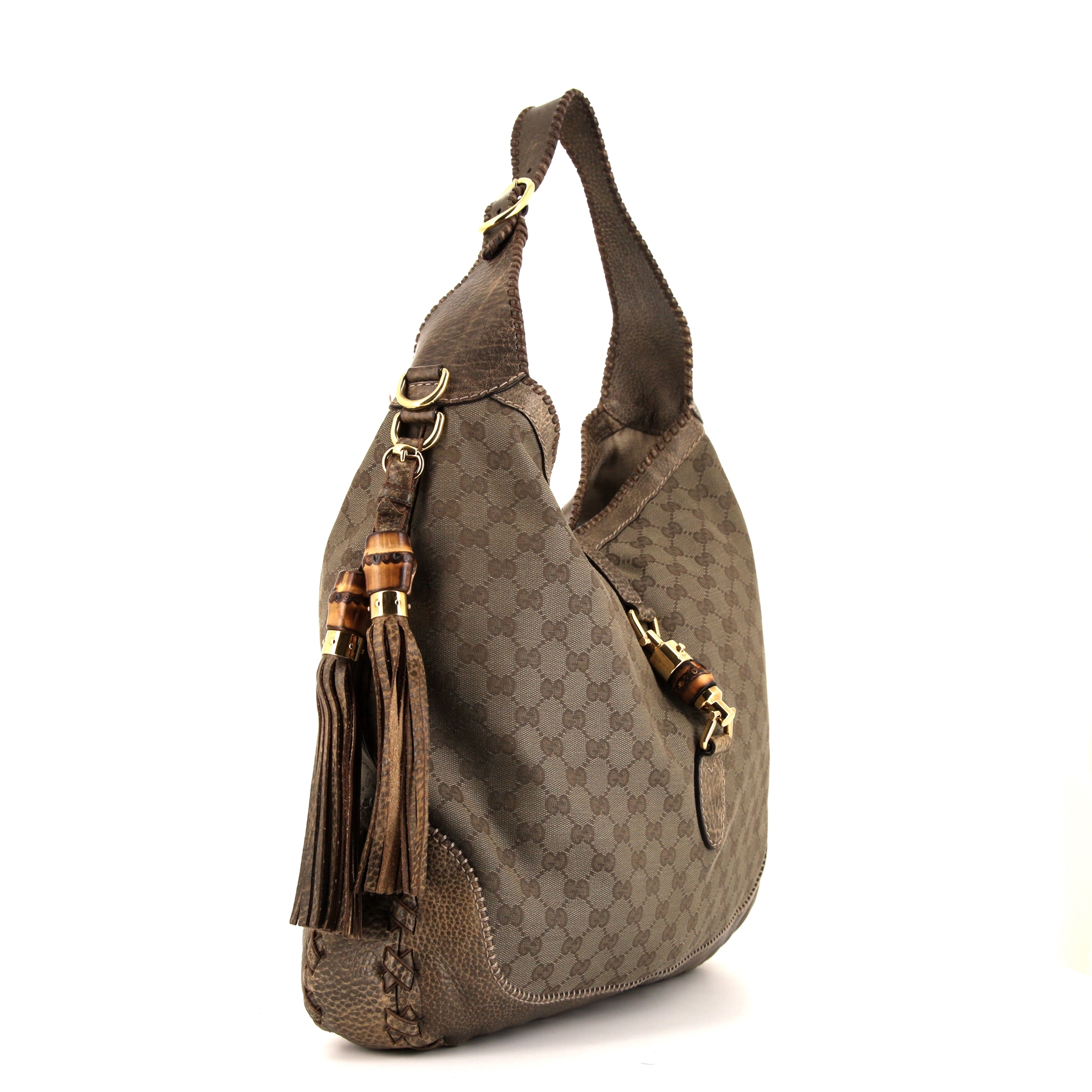 Gucci Jackie handbag in grey monogram canvas and grey leather