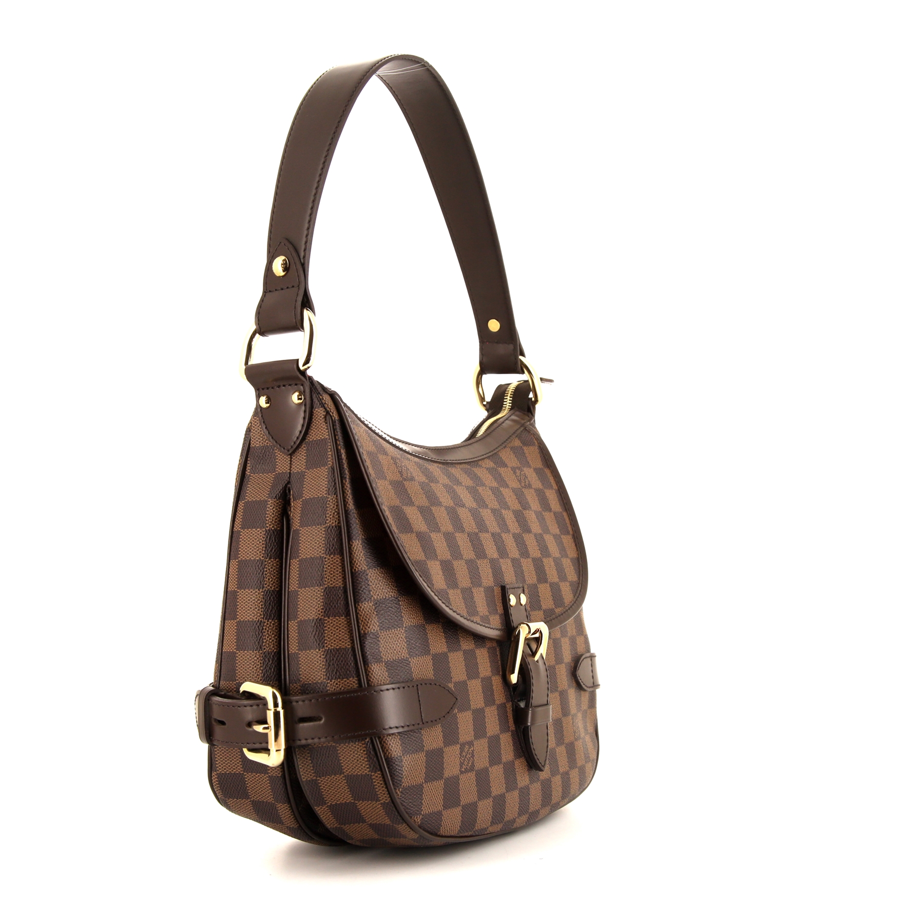 Louis Vuitton Highbury handbag in ebene damier canvas and brown leather