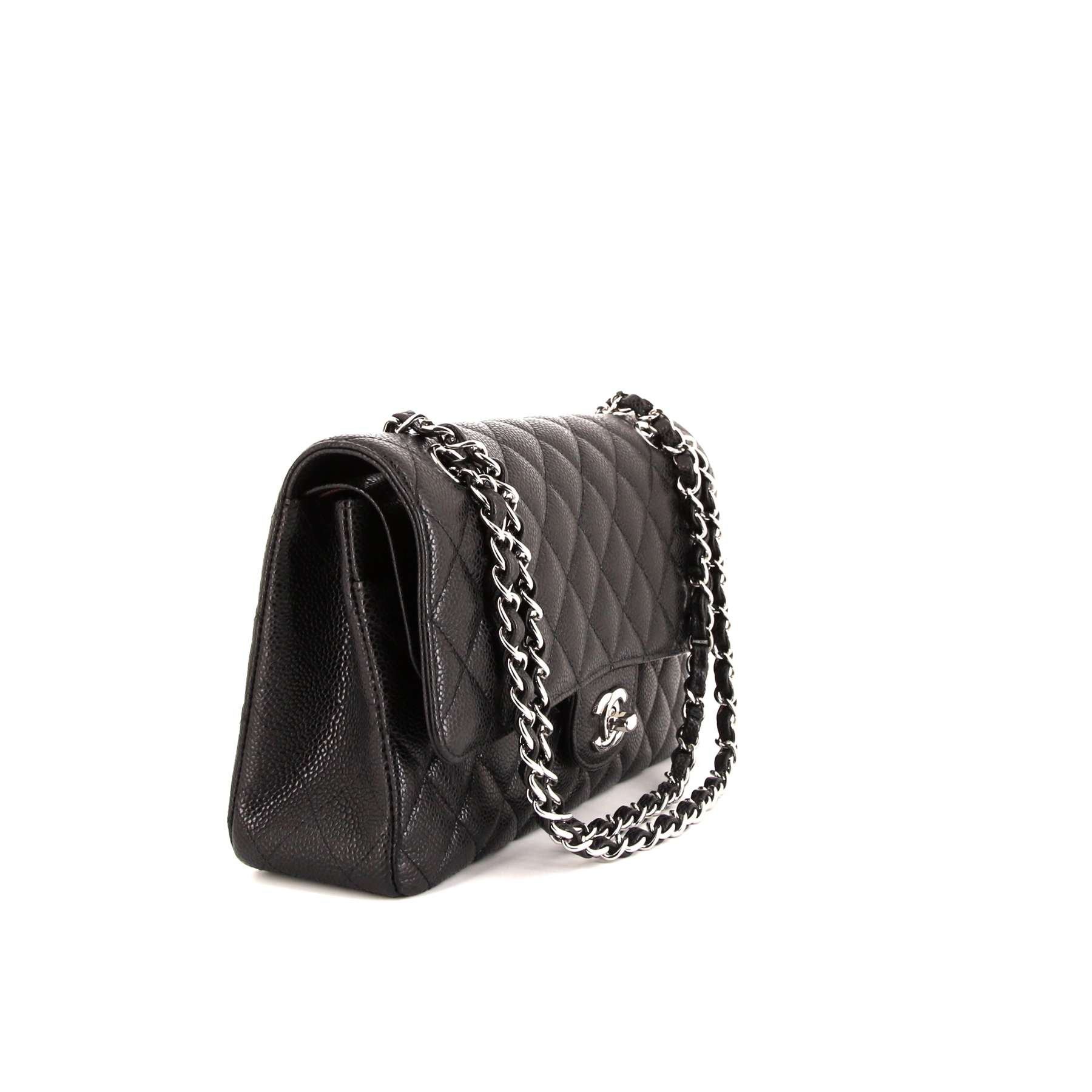 Chanel Timeless Classic handbag in black quilted grained leather