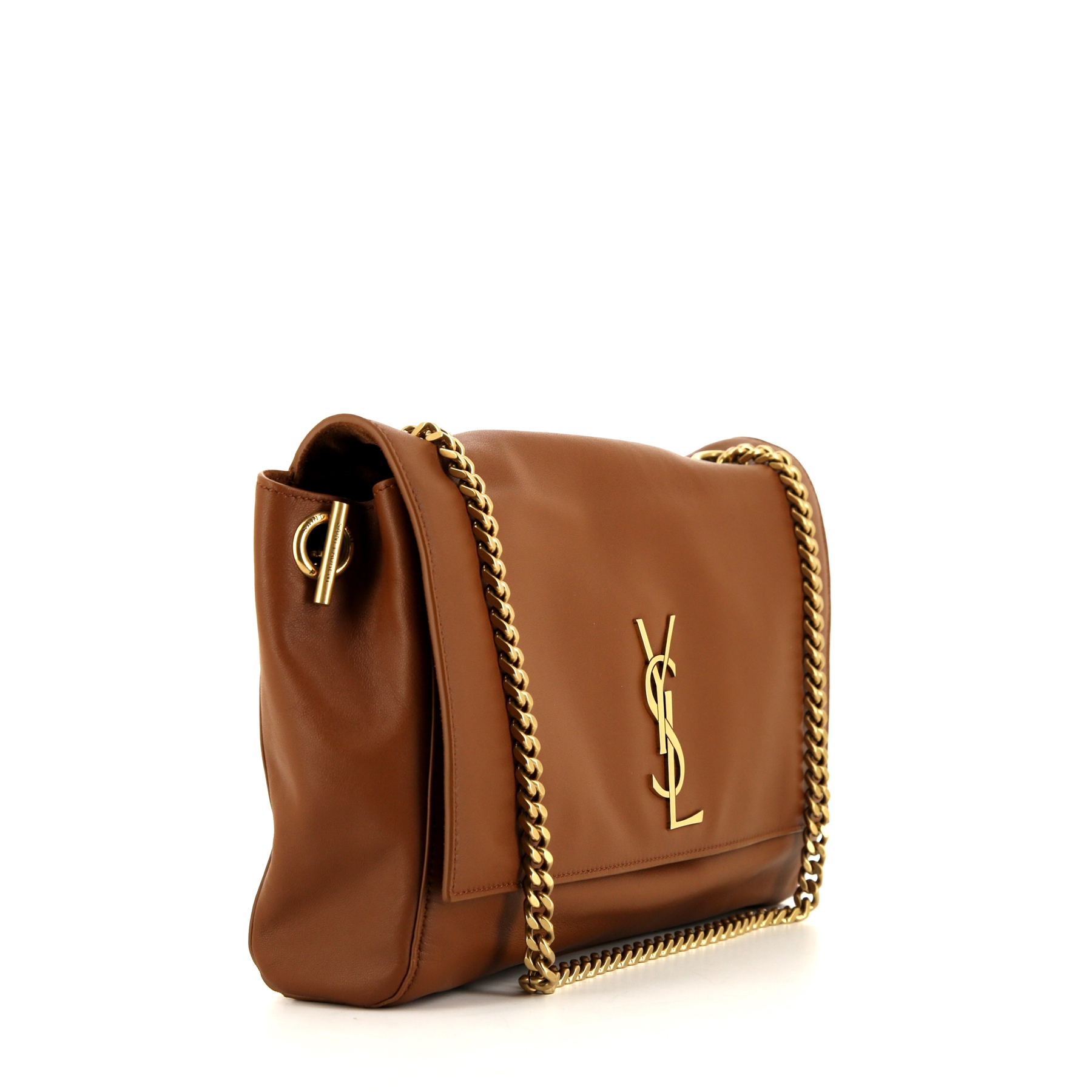 Sac bandoulière Saint Laurent Kate Réversible en cuir marron camel