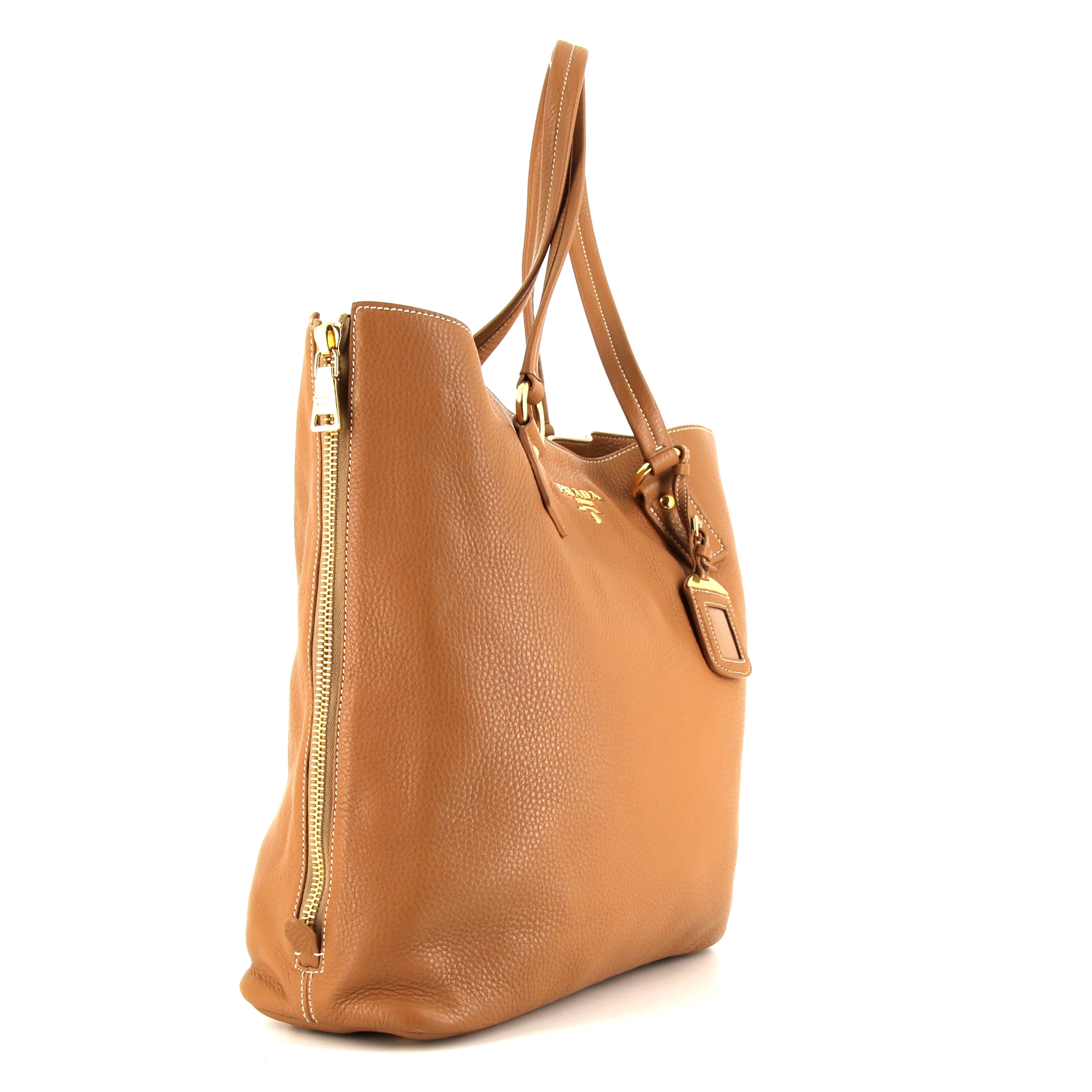 Prada Daino shopping bag in beige grained leather