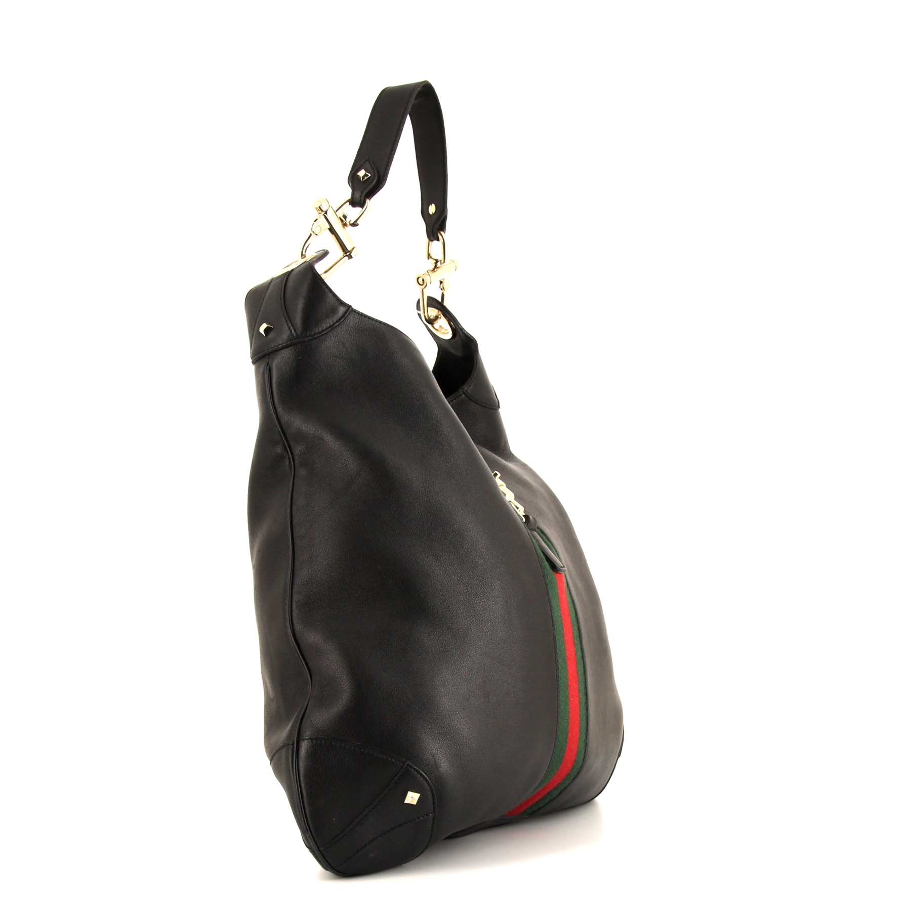 Gucci Jackie handbag in black leather and bicolor canvas