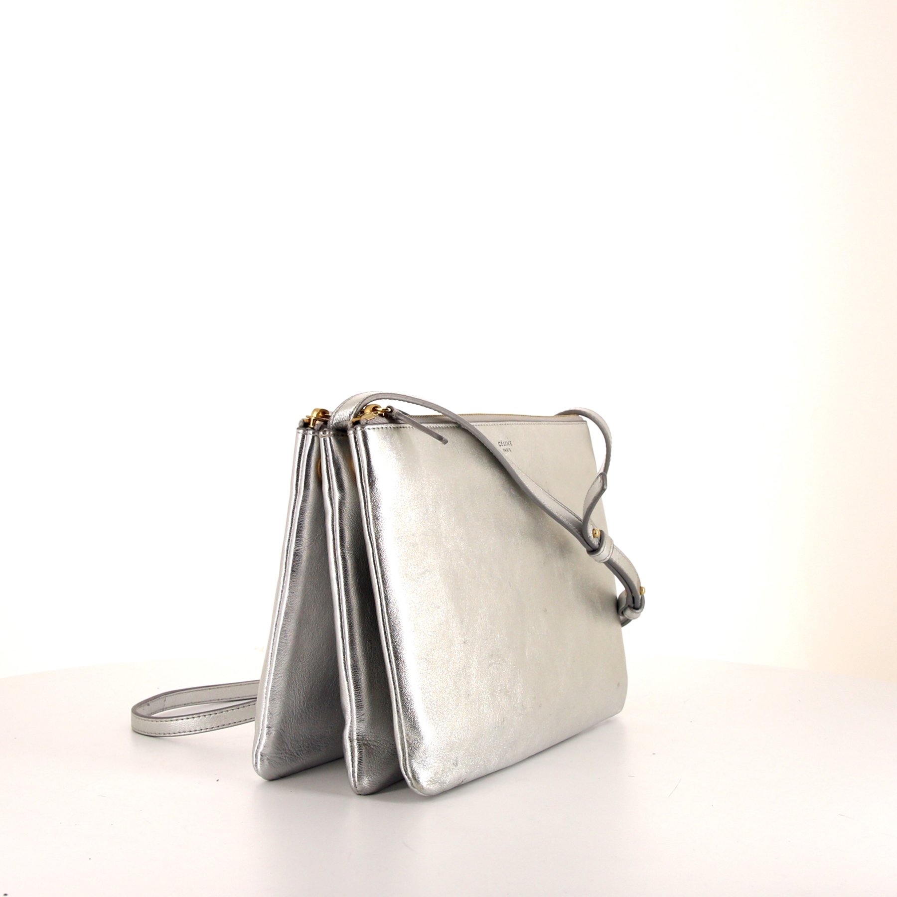 Céline Trio large model shoulder bag in silver leather