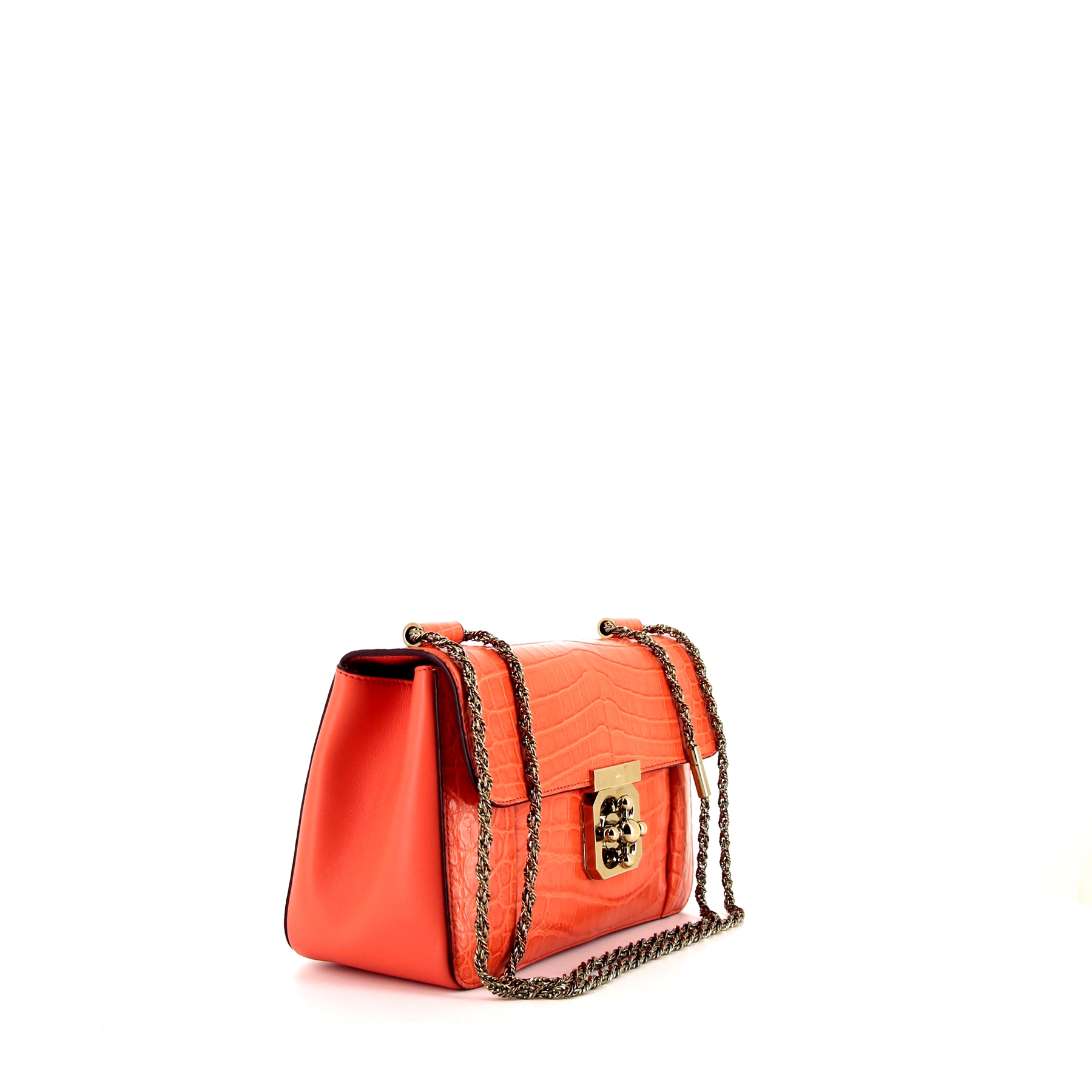 Chloé Elsie shoulder bag in crocodile and orange leather