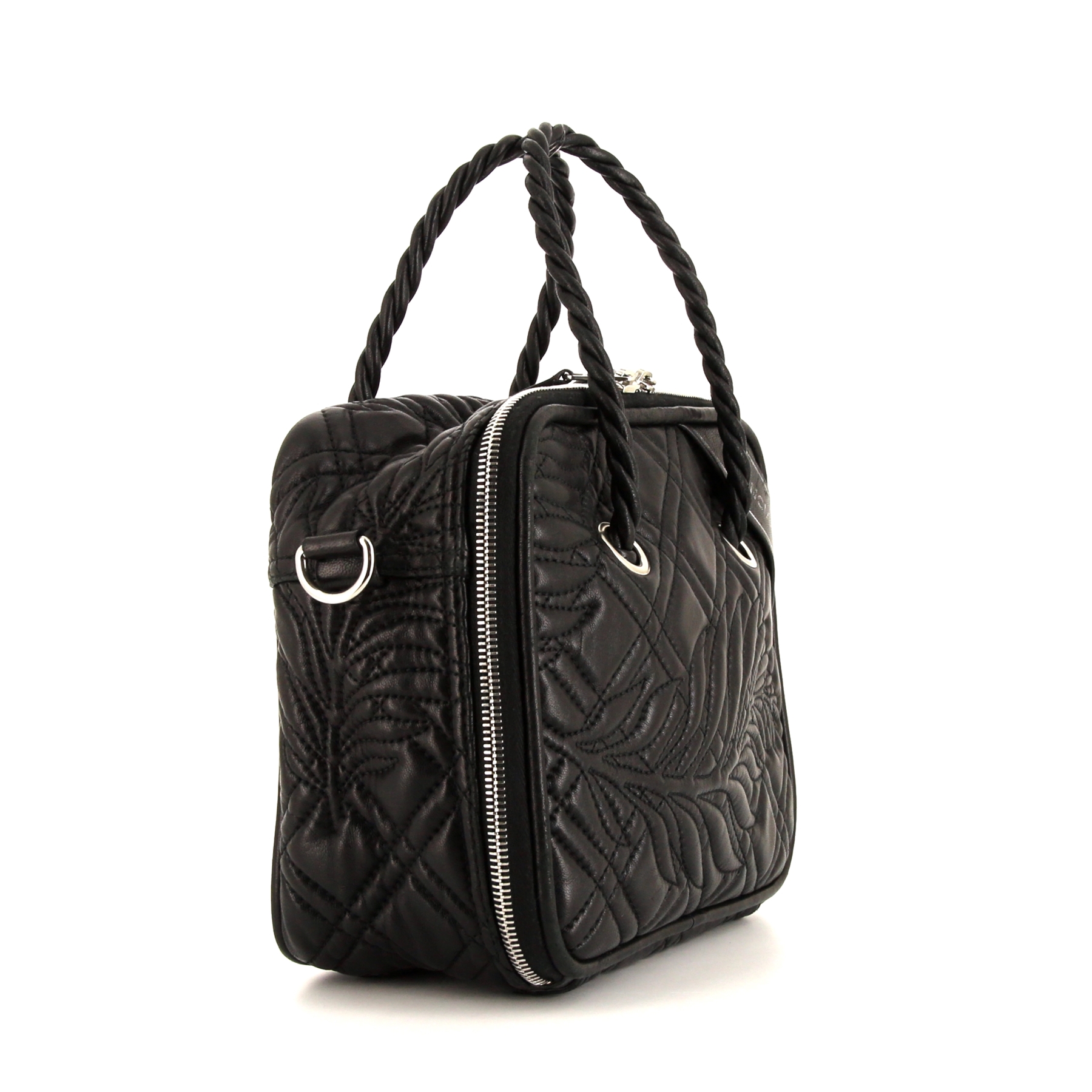 Borsa a tracolla Balenciaga Blanket Square modello piccolo in pelle trapuntata nera a fiori