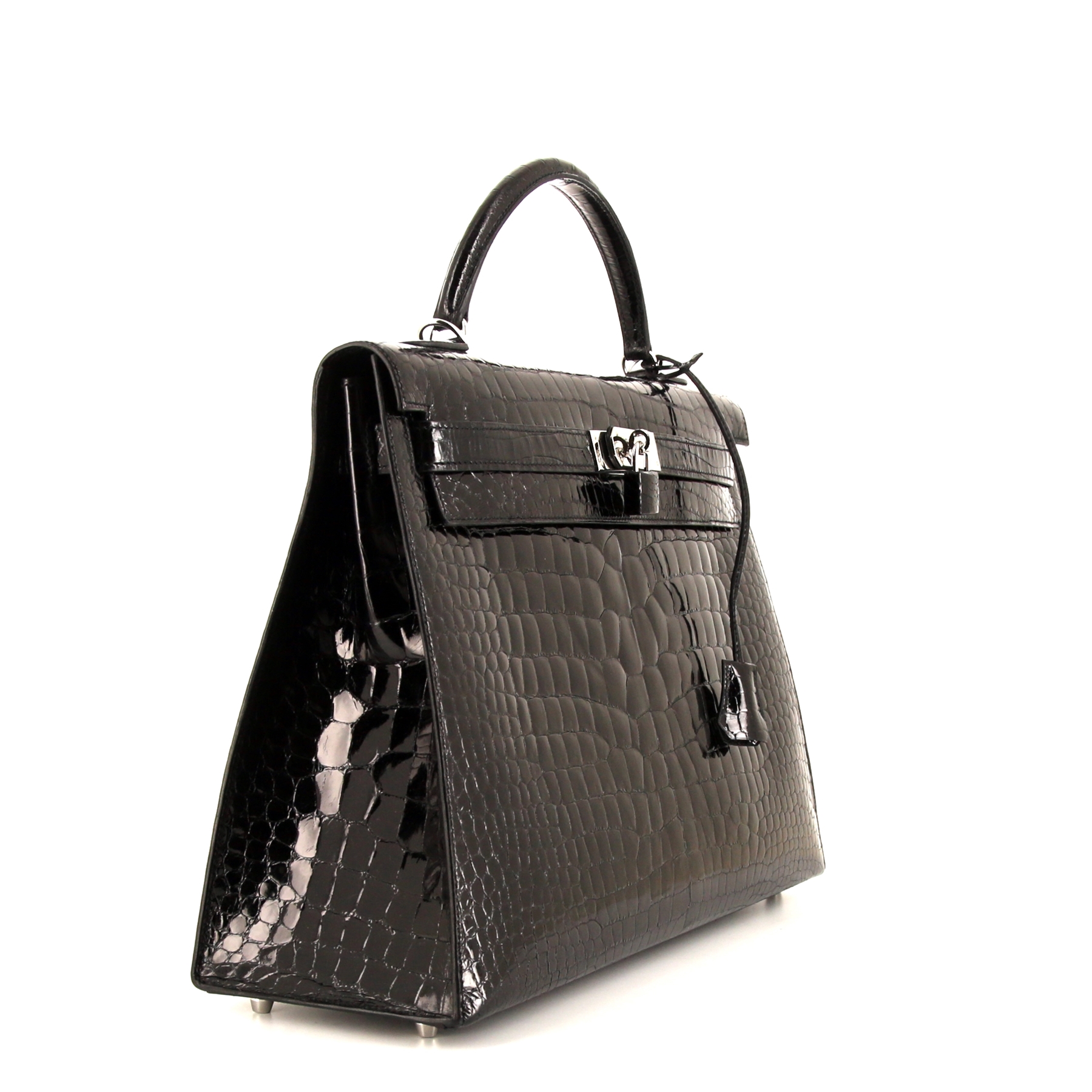 Hermes Kelly 40 cm handbag in black porosus crocodile