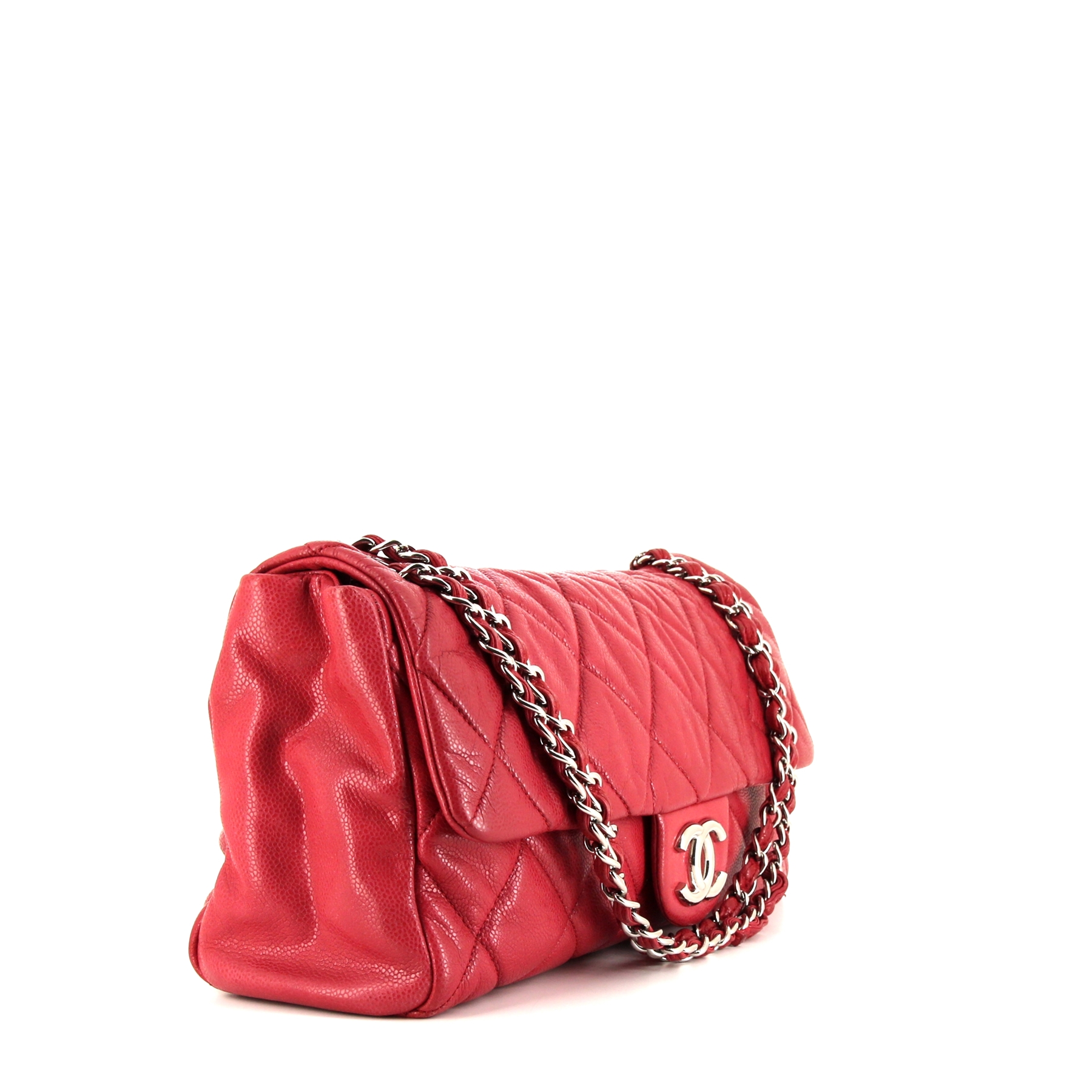 Chanel Baguette handbag in red quilted grained leather