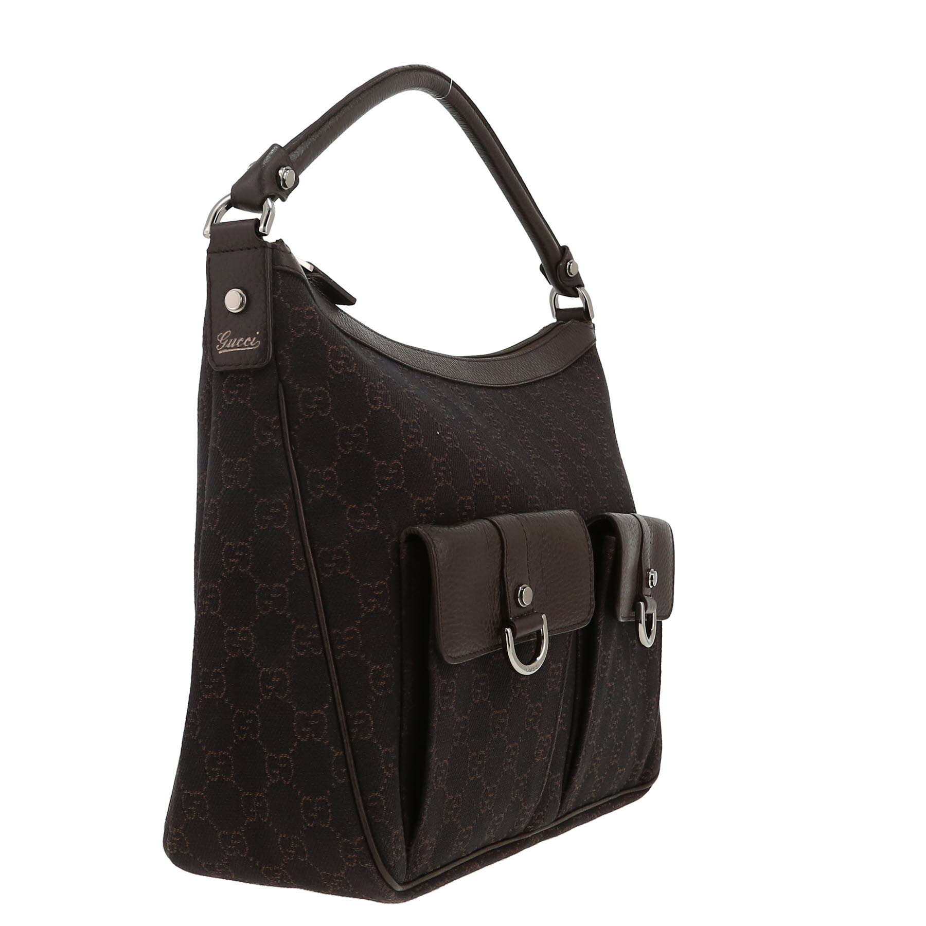 Borsa Gucci in tela monogram marrone e pelle marrone