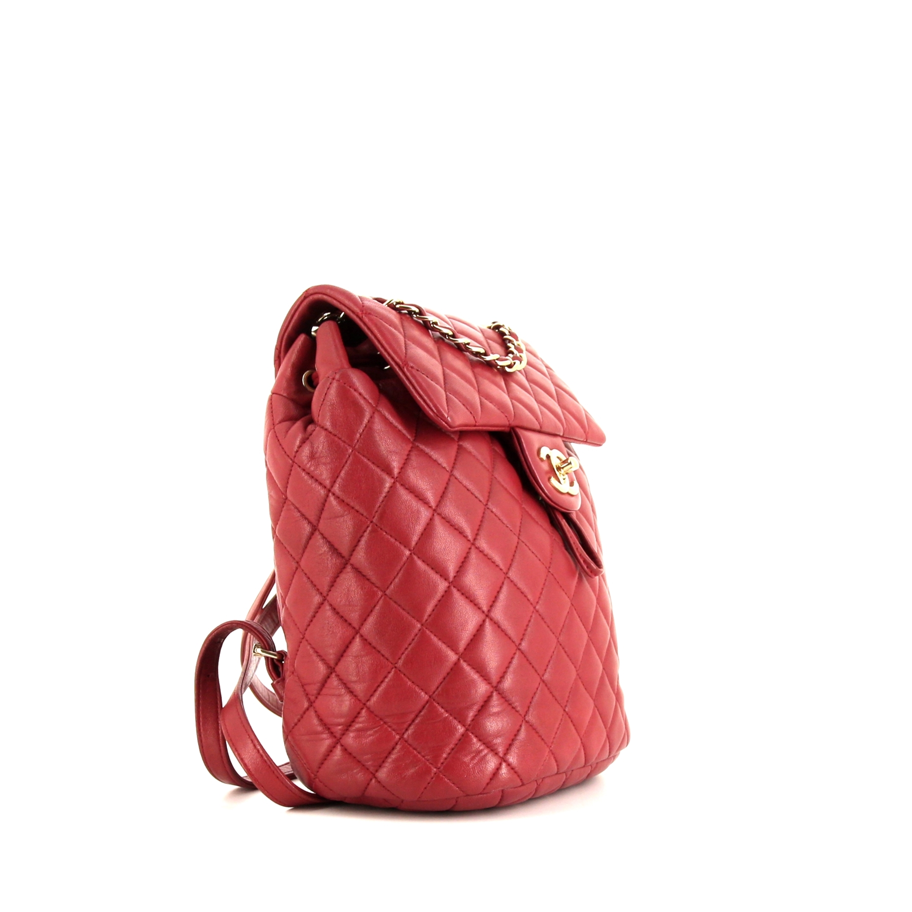 Mochila Chanel Timeless en cuero acolchado color frambuesa
