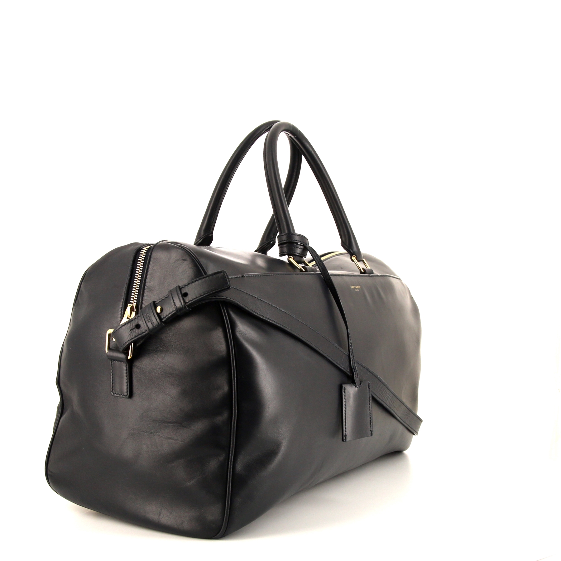 Saint Laurent Duffle travel bag in navy blue leather