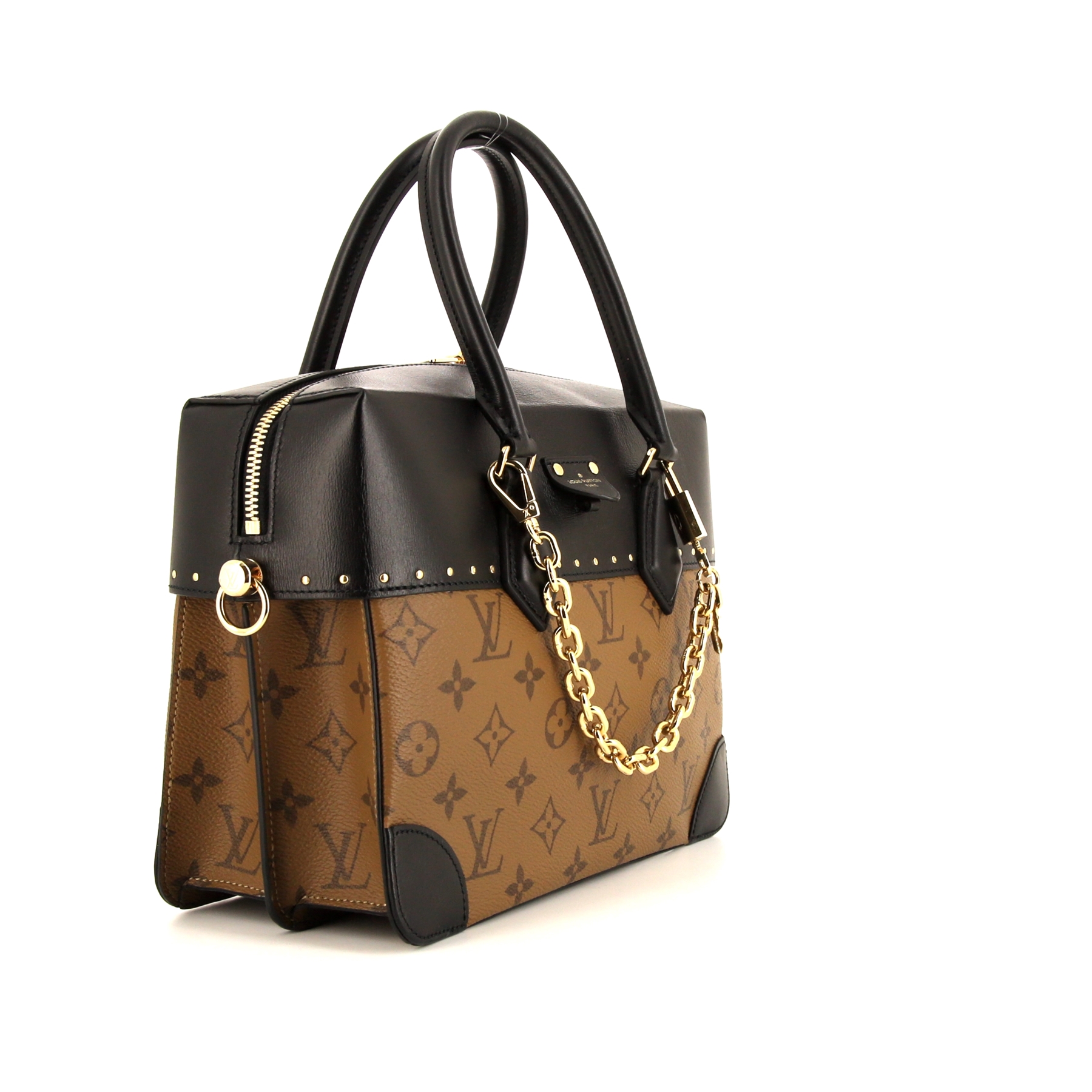 Louis Vuitton City Malle handbag in beige and brown monogram canvas and black leather