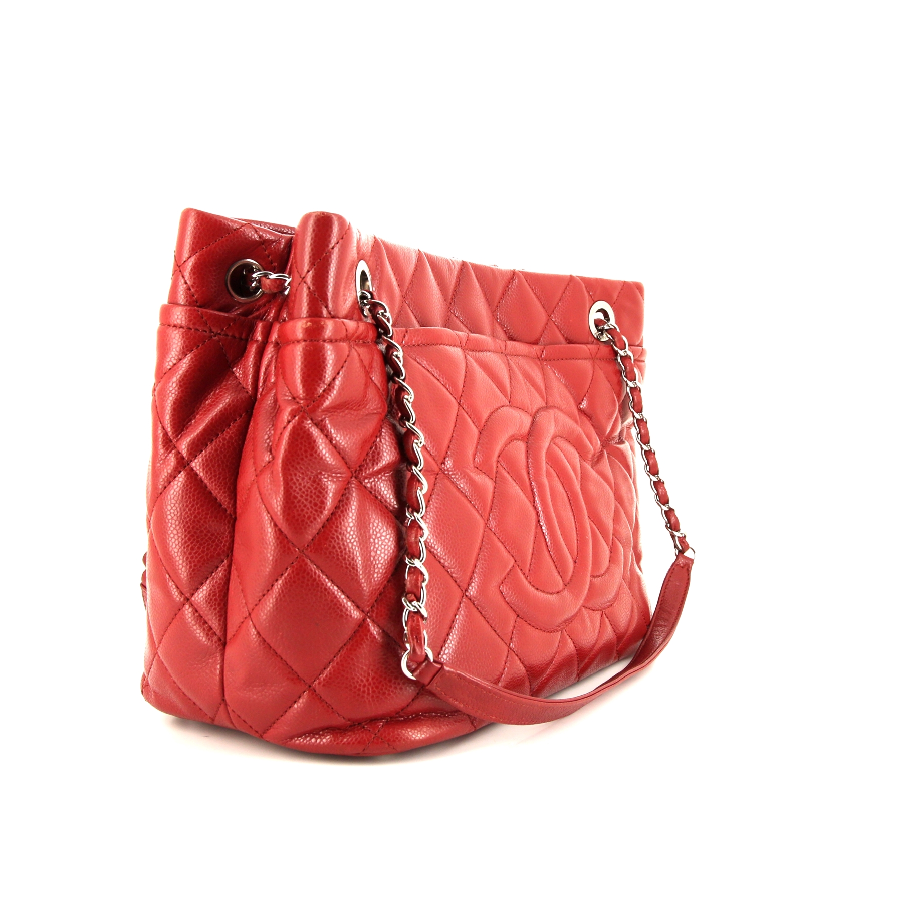 Sac à main Chanel  Soft CC en cuir grainé matelassé rouge