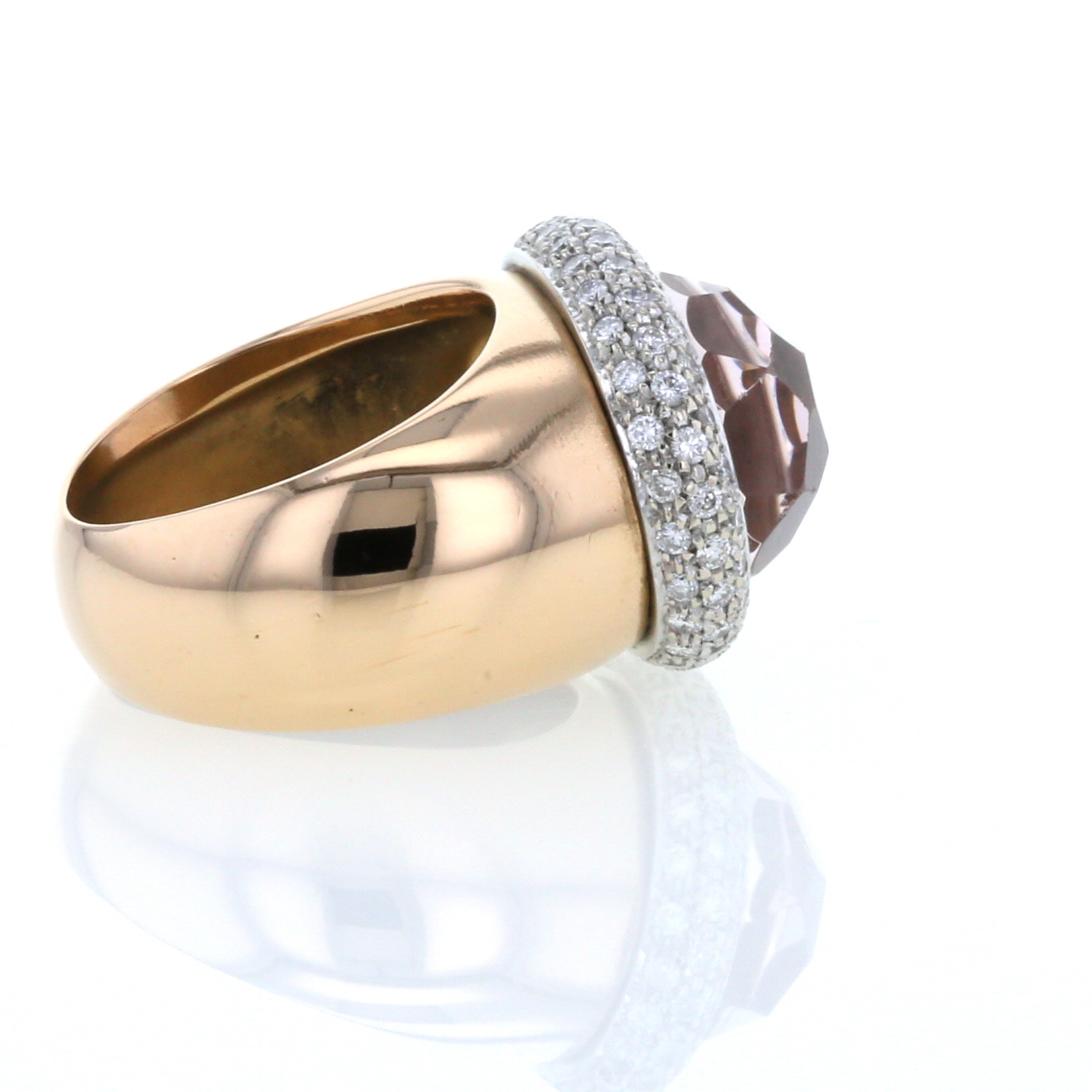 Pomellato Iceberg ring in pink gold,  diamonds and morganite