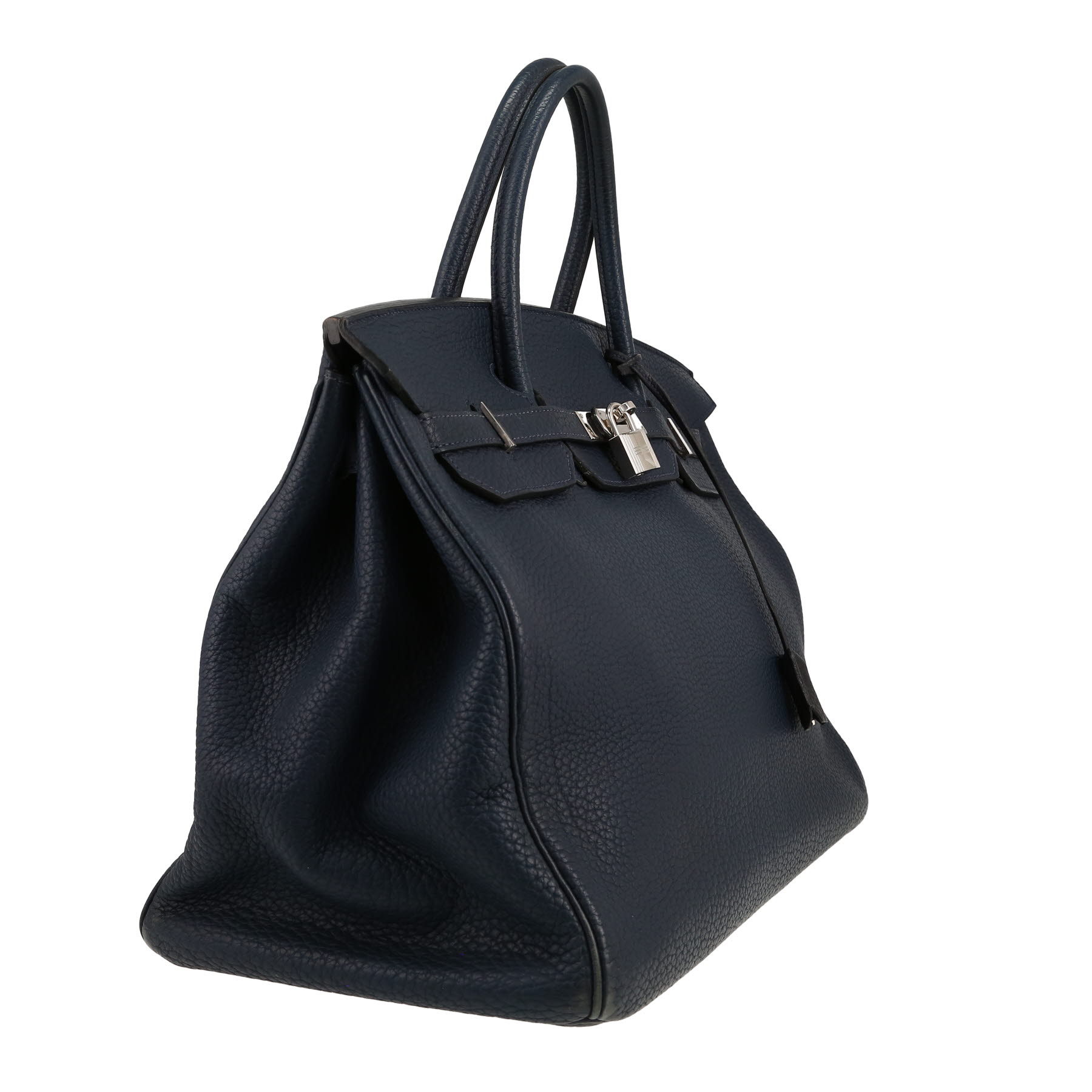 Borsa Hermès  Birkin 40 cm in pelle bisonte blu