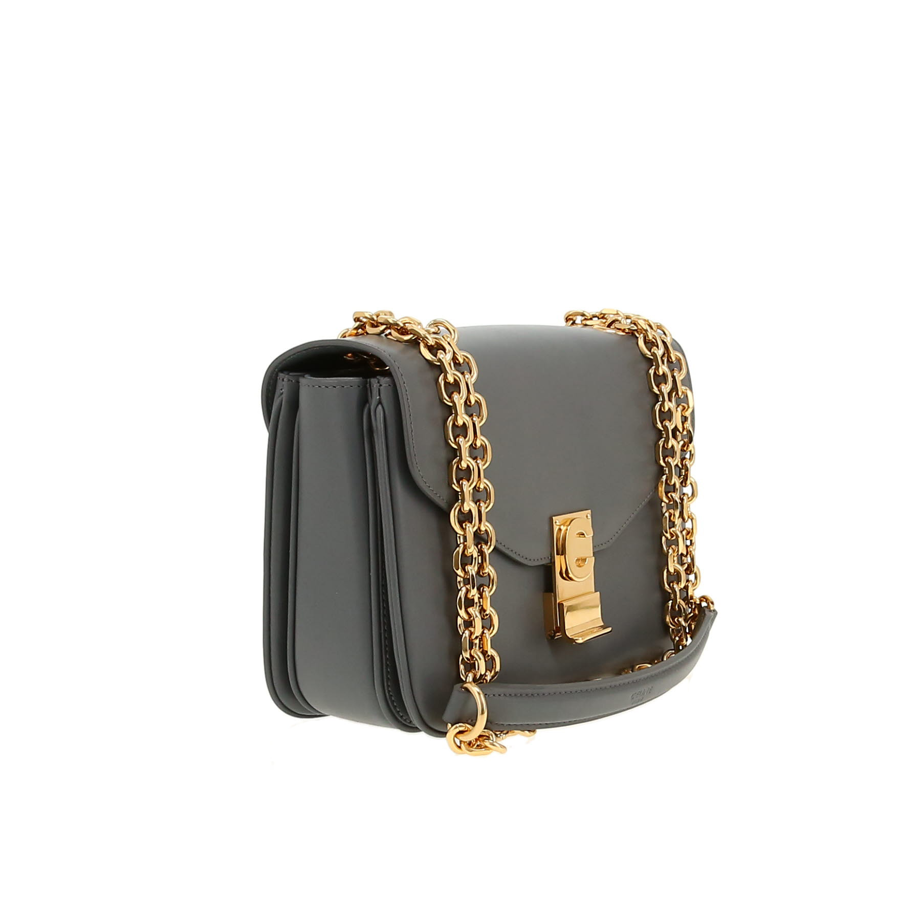 Borsa a tracolla Celine C Bag modello medio in pelle grigia