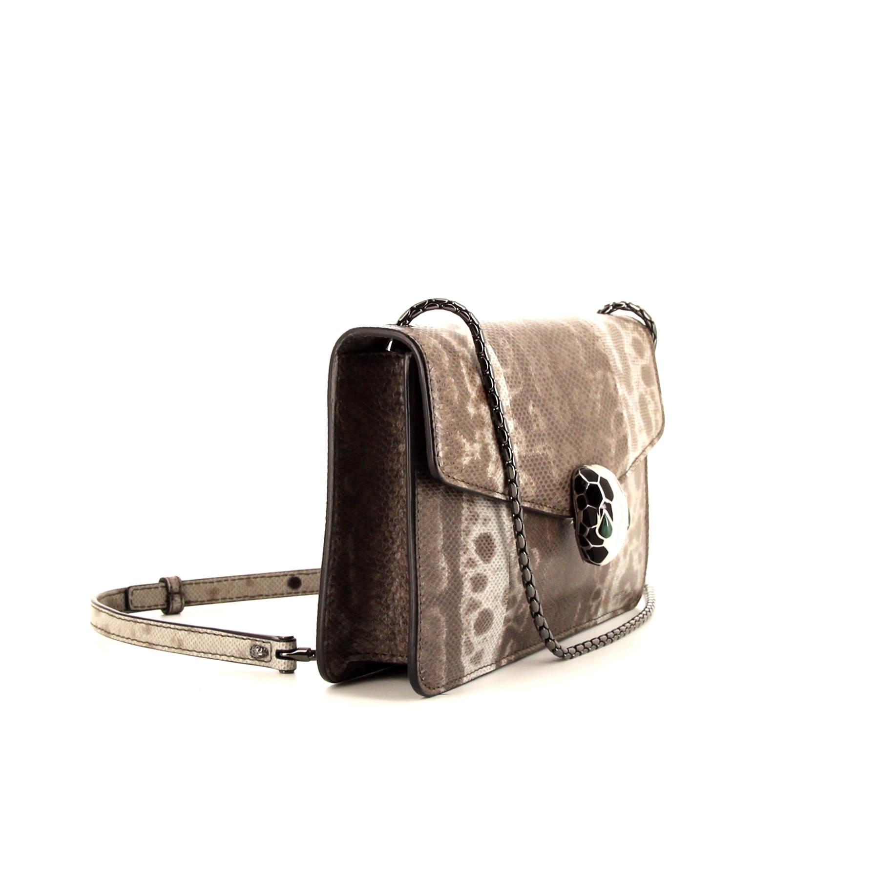 Bulgari Serpenti handbag/clutch in silver water snake
