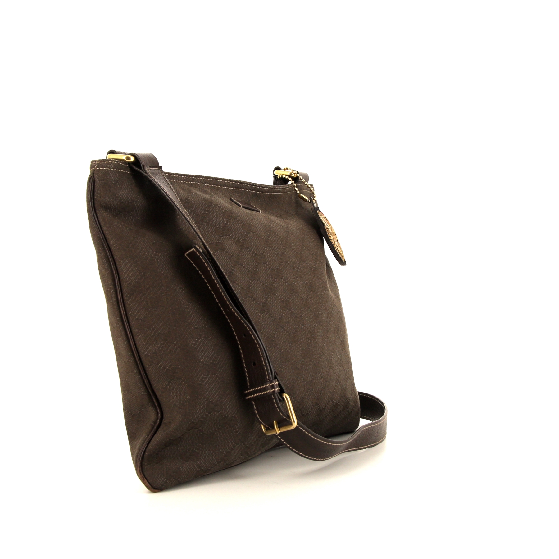 Gucci shoulder bag in brown monogram canvas and brown leather