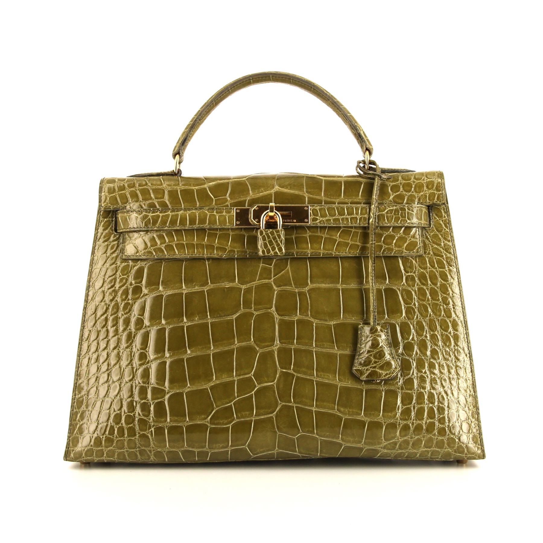 Borsa Hermes Kelly 32 cm in coccodrillo verde Chartreuse - 360