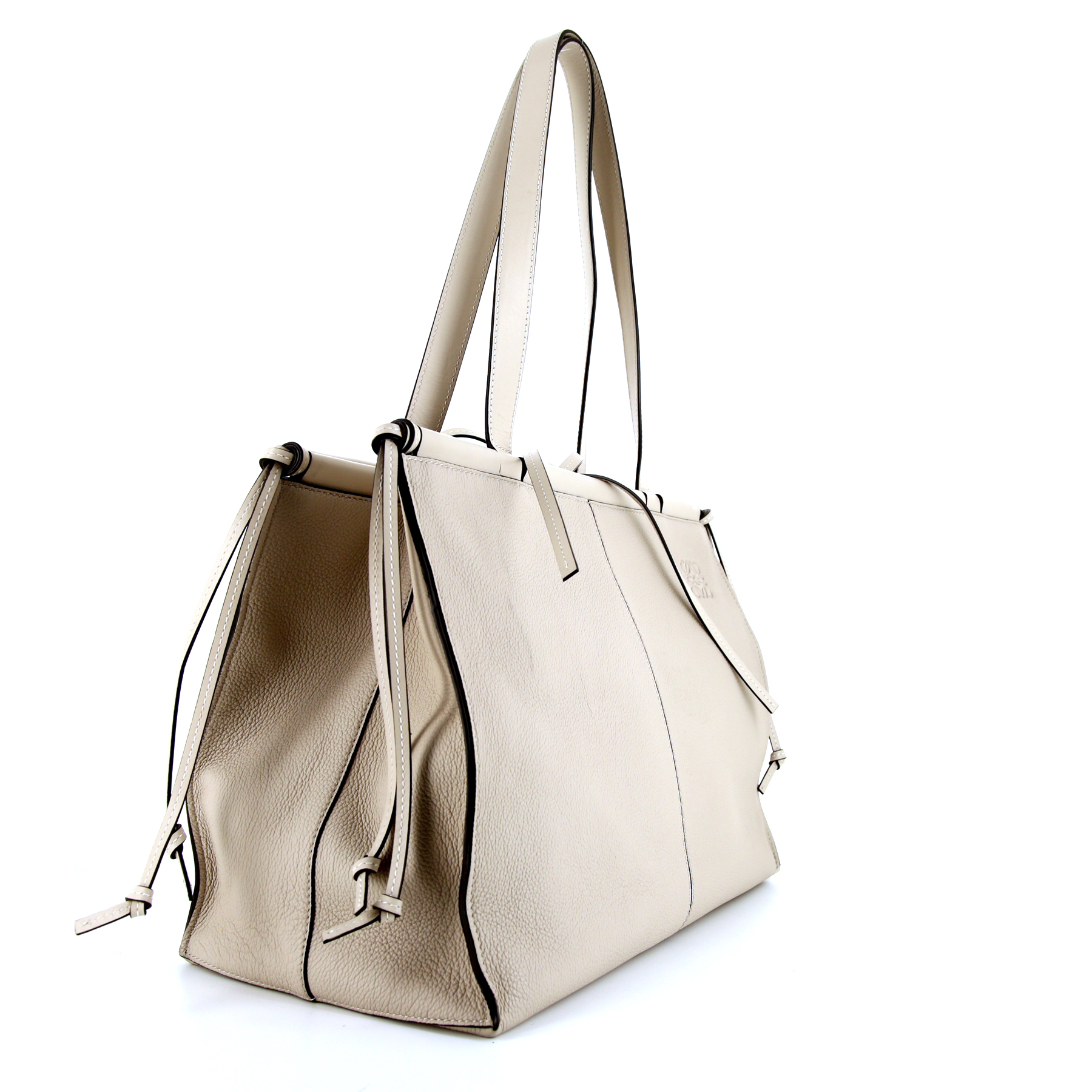Loewe Cushion shopping bag in beige grained leather