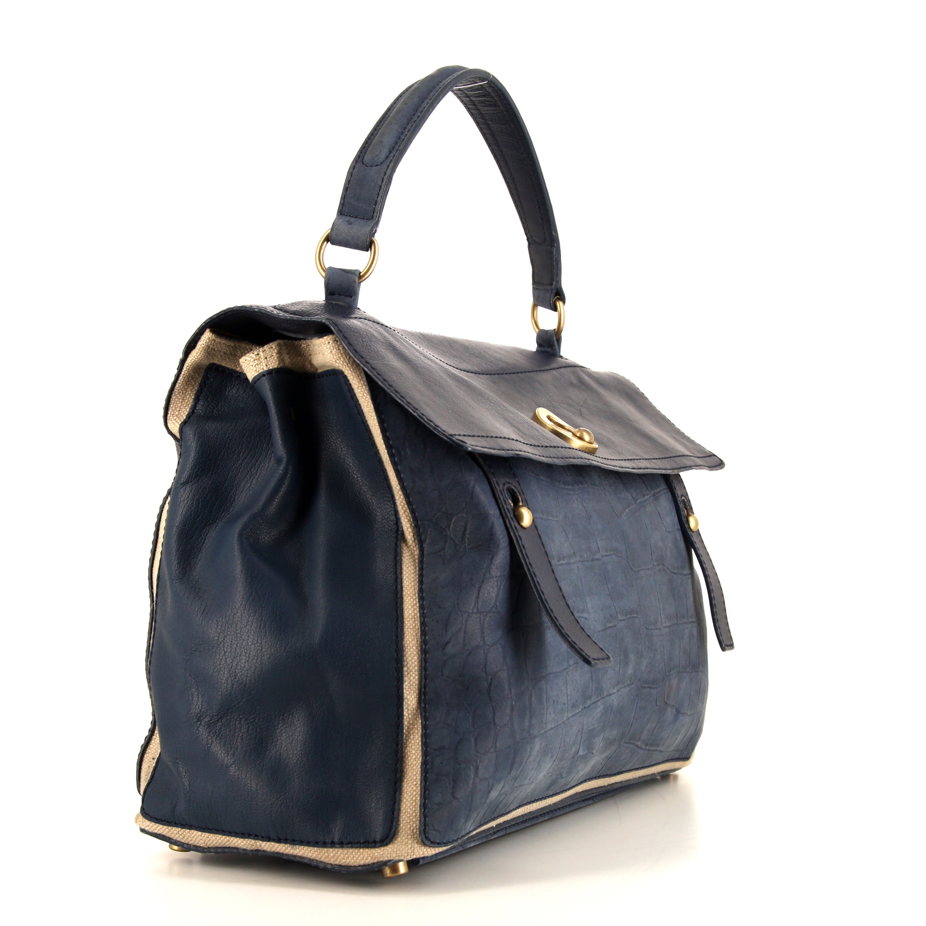Borsa Saint Laurent  Muse Two in pelle blu e tela beige