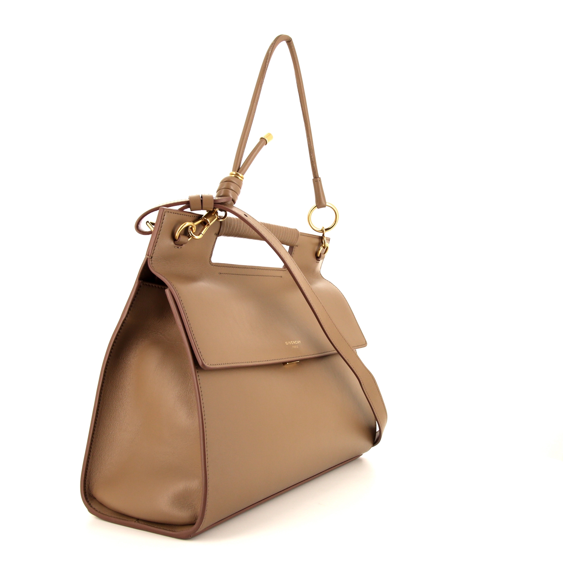 Sac à main Givenchy Whip en cuir taupe