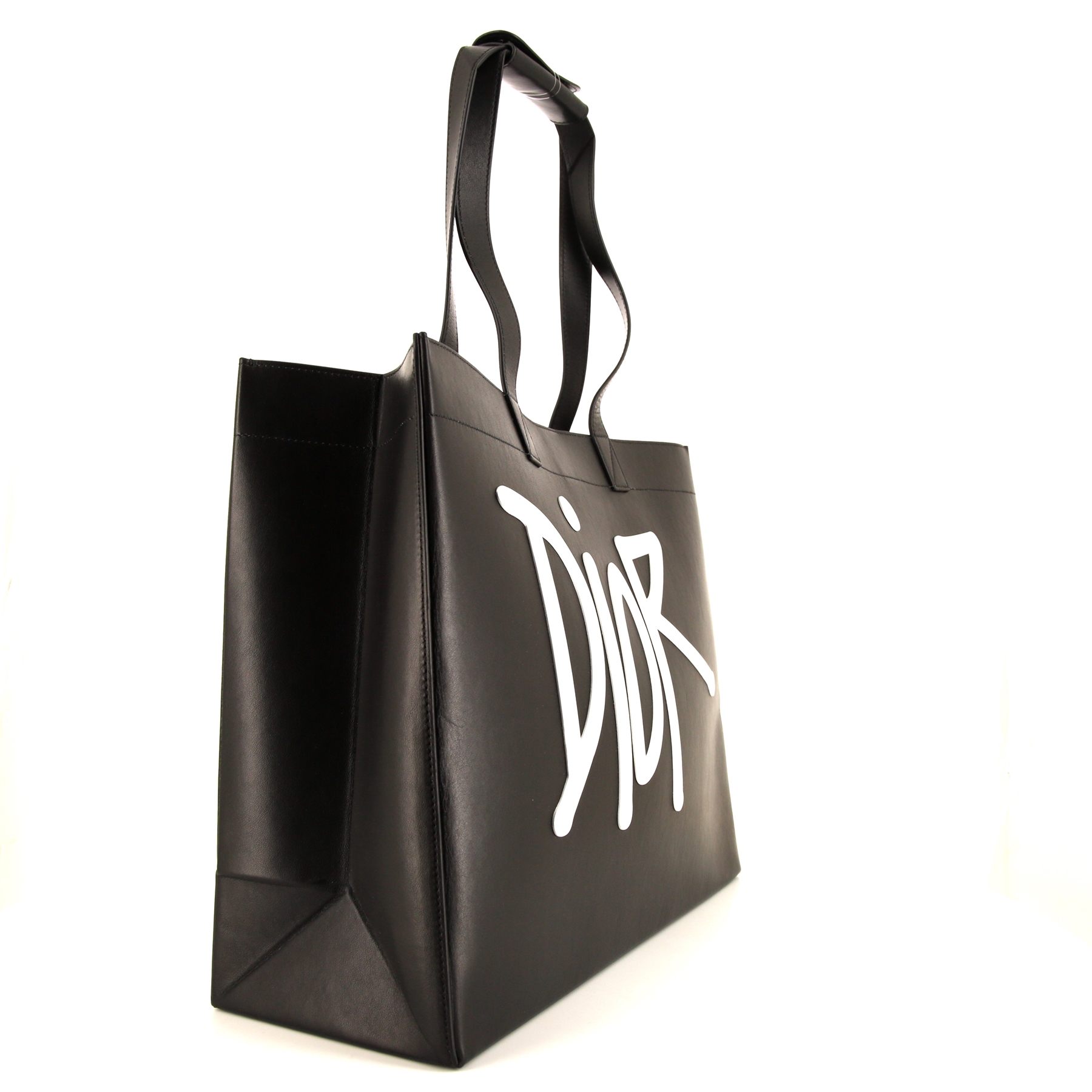 Shopping bag Dior D-Dior Editions Limitées Stüssy 2020 in pelle nera