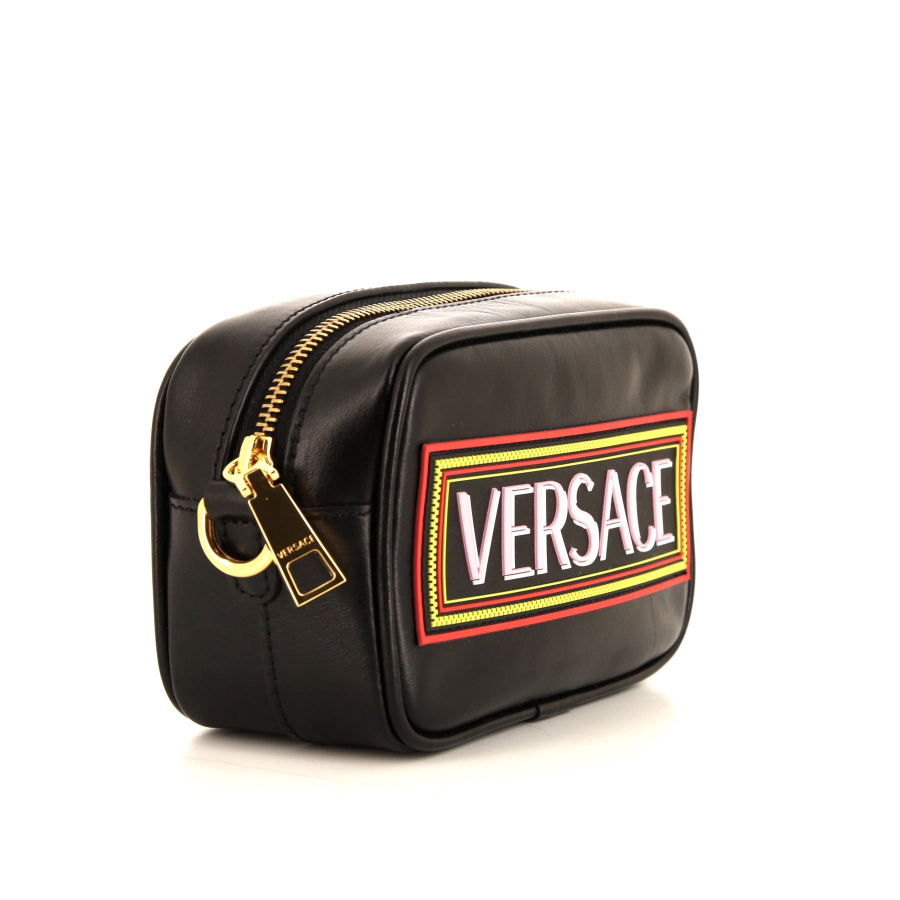 Bolso bandolera Versace en cuero negro