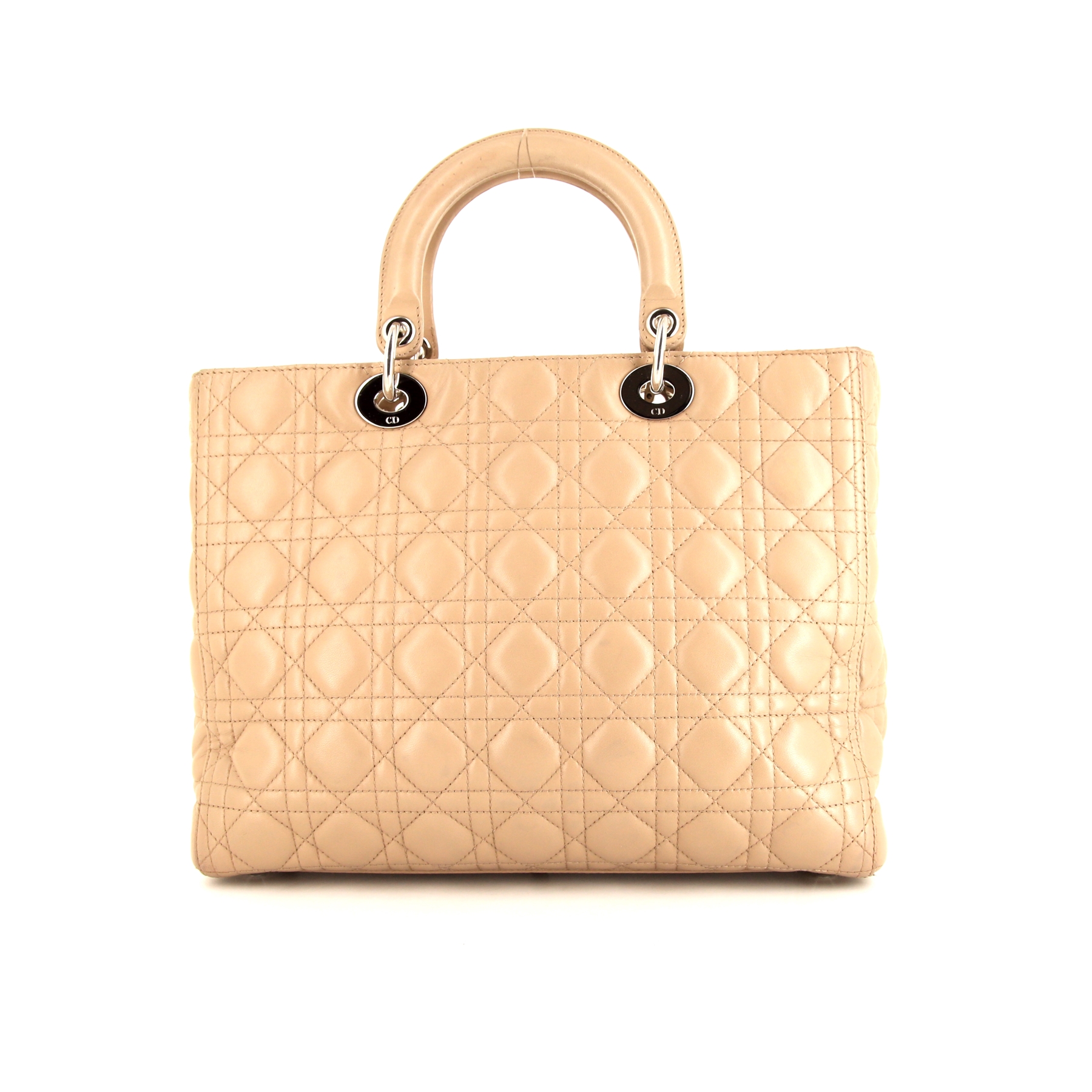 Lady Dior Large Model Handbag In Beige Leather Cannage