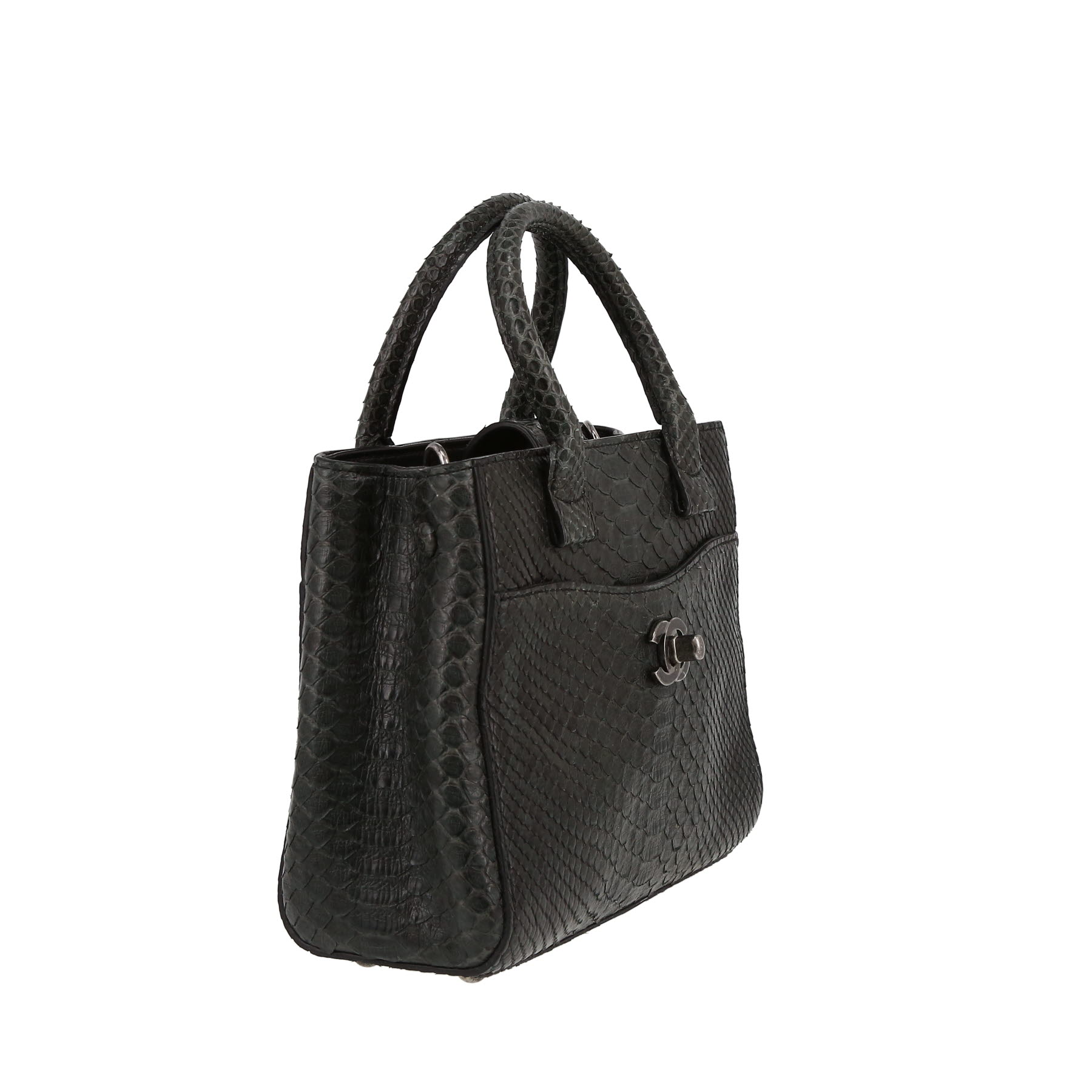 Sac shopping Chanel  Neo Executive petit modèle  en python gris foncé