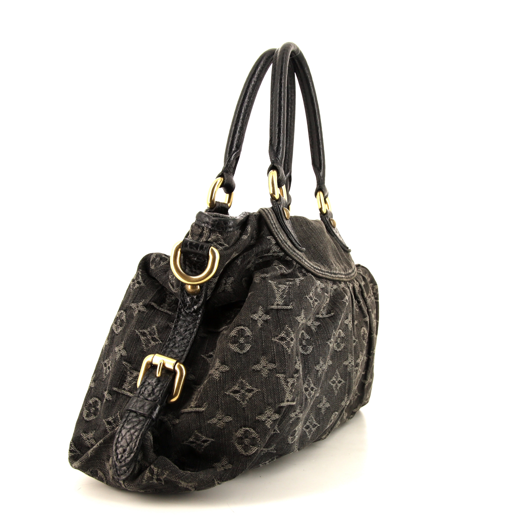 Borsa Louis Vuitton Neo Cabby in tela denim monogram grigia e pelle nera