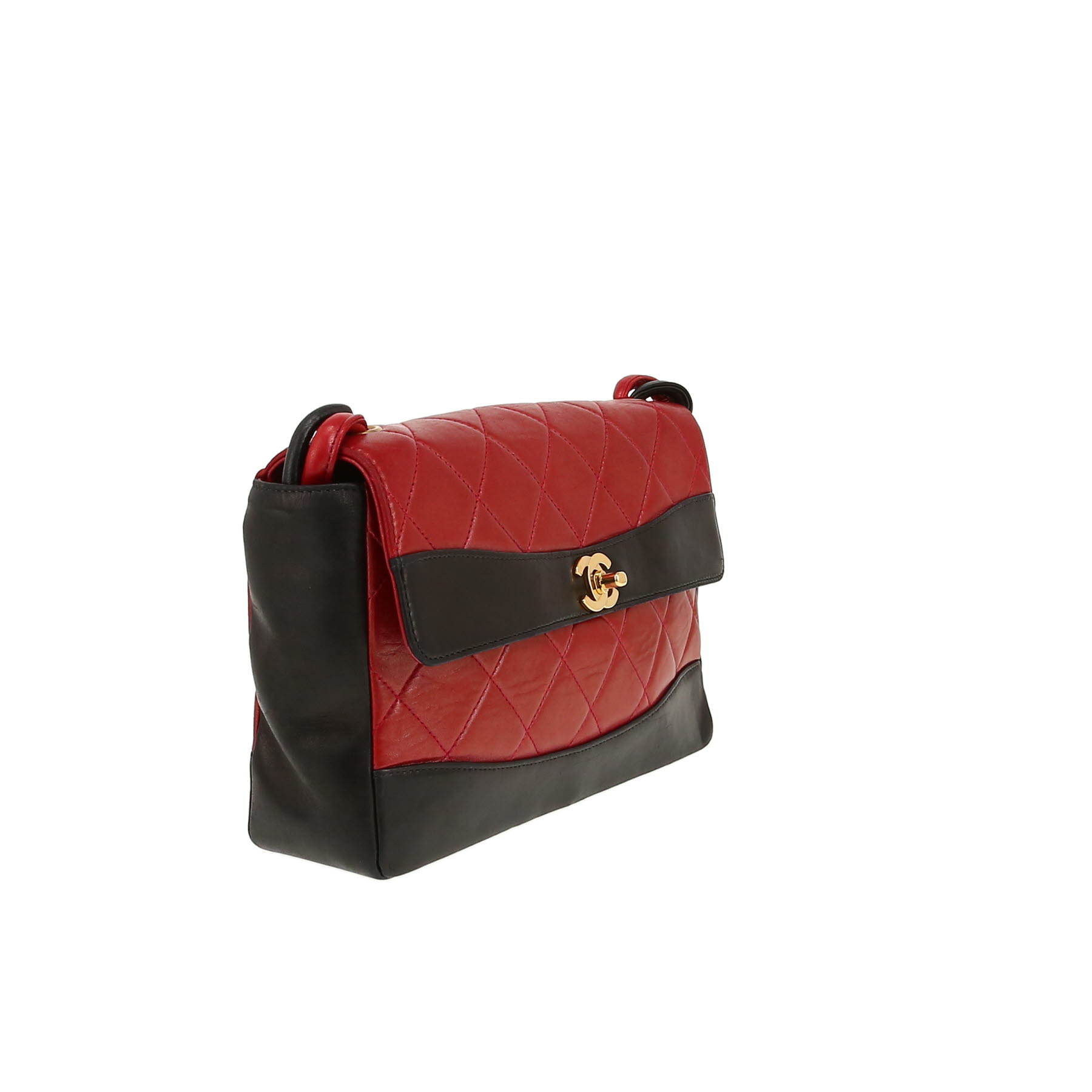 Chanel handbag in burgundy quilted leather and black leather