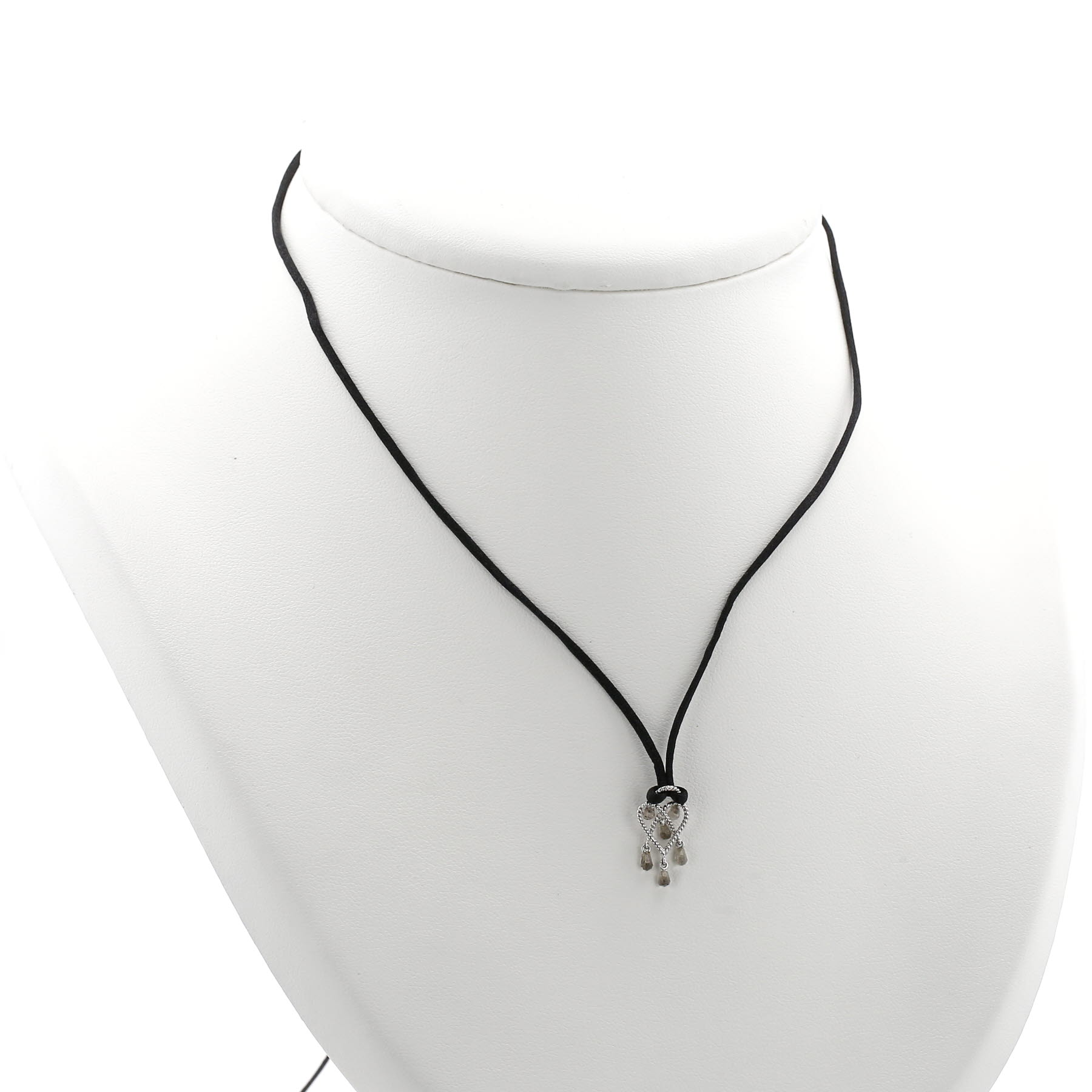 Colgante Poiray modelo pequeño en oro blanco y cuarzo ahumado